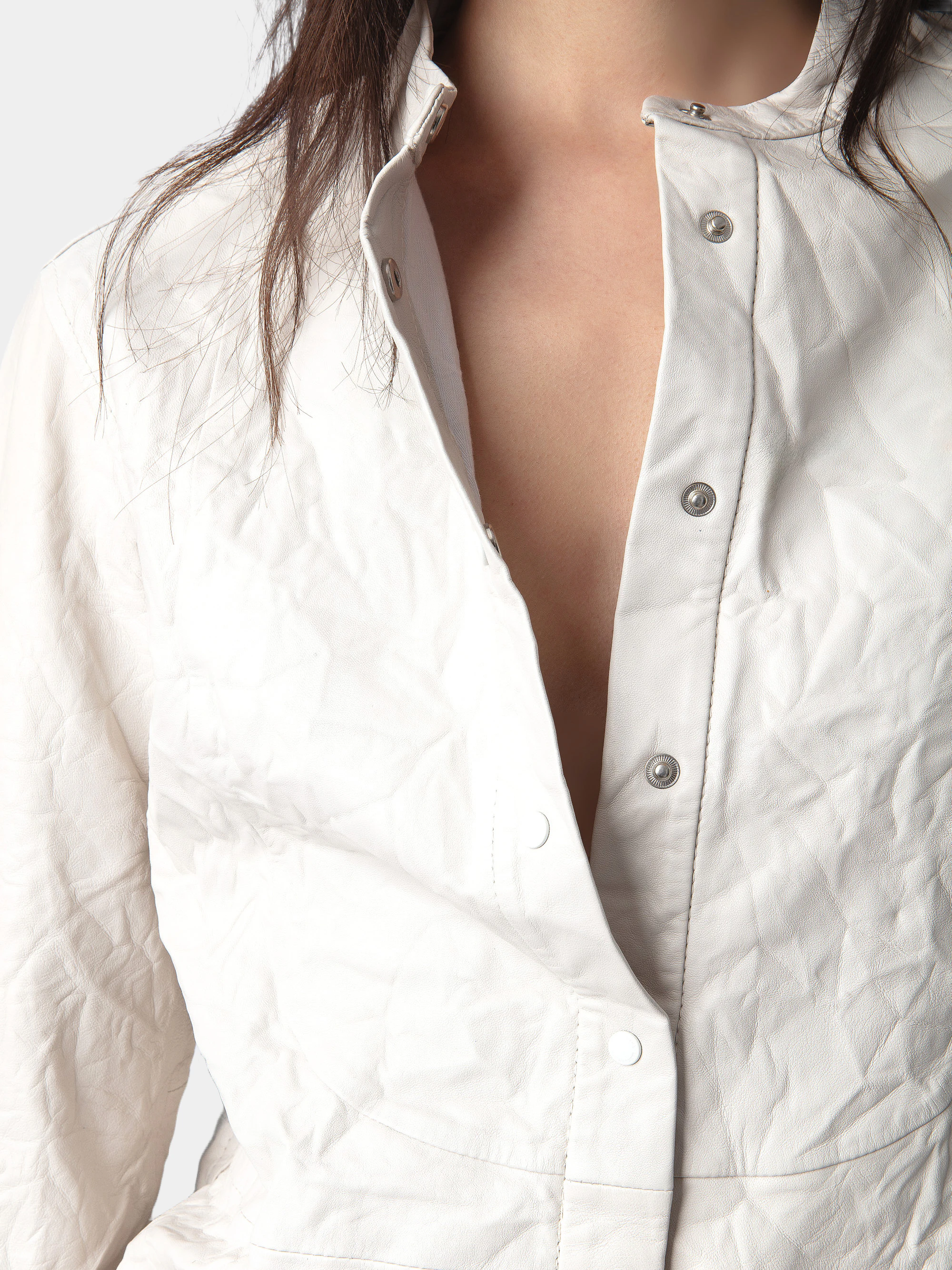 Chic Crinkled Leather Shirt thumbnail 5