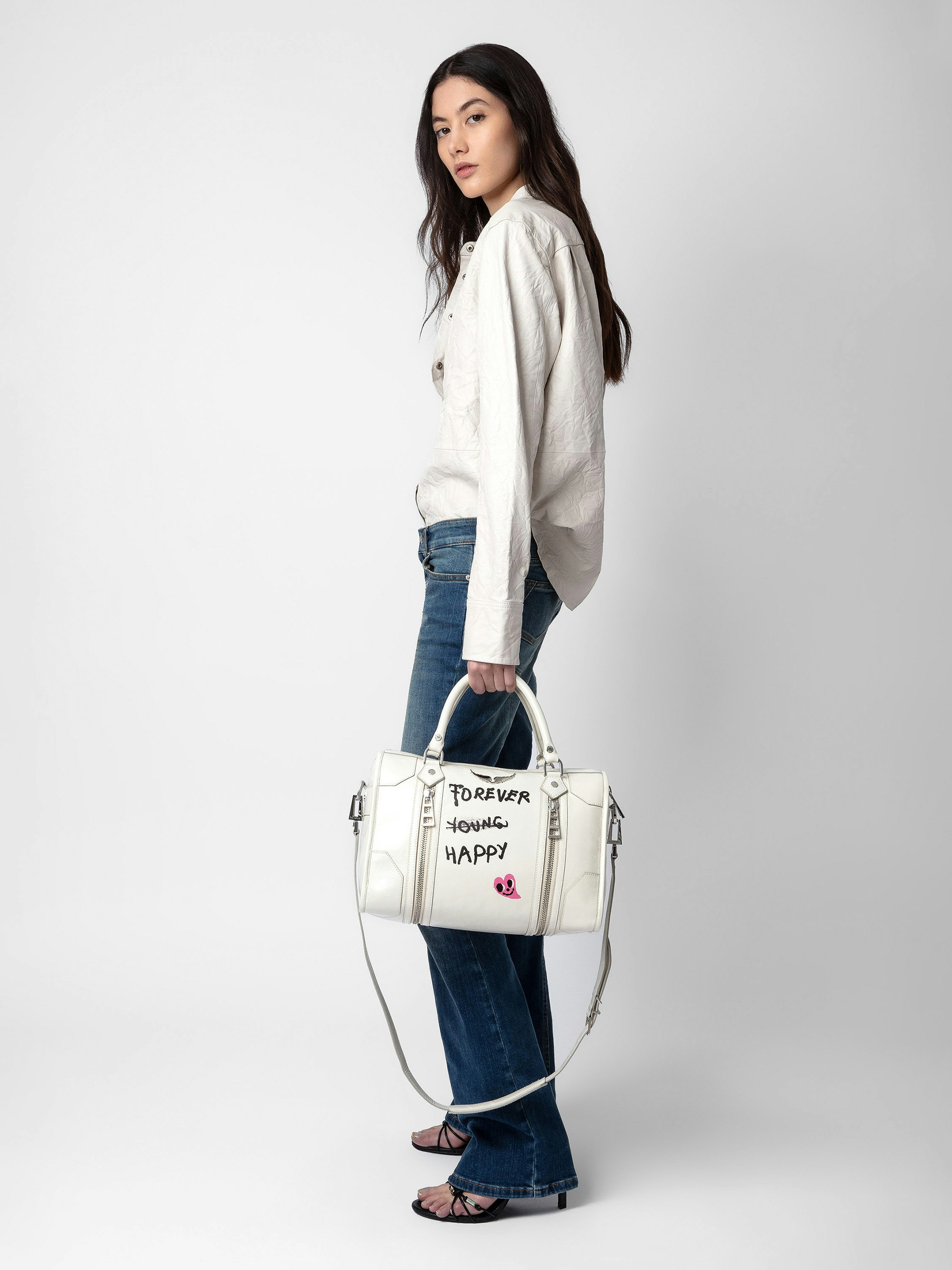 Chic Crinkled Leather Shirt