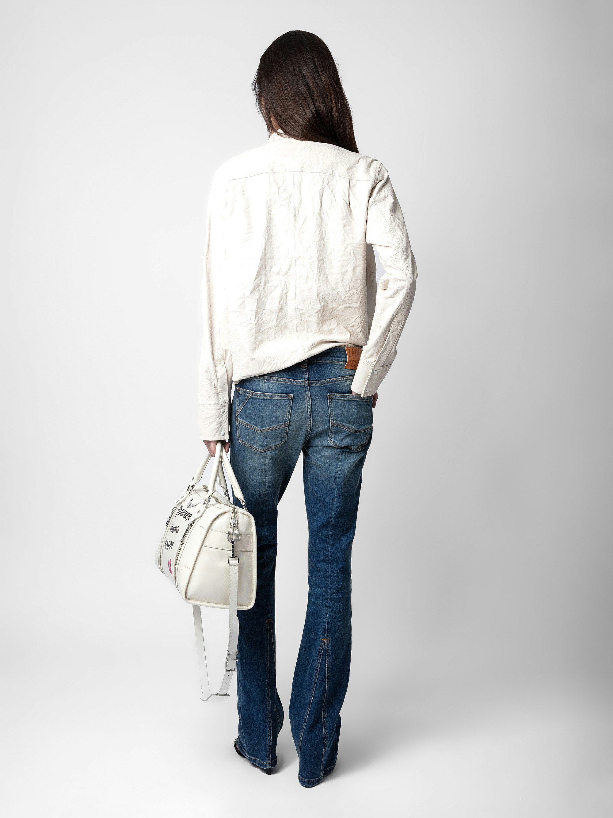 Chic Crinkled Leather Shirt