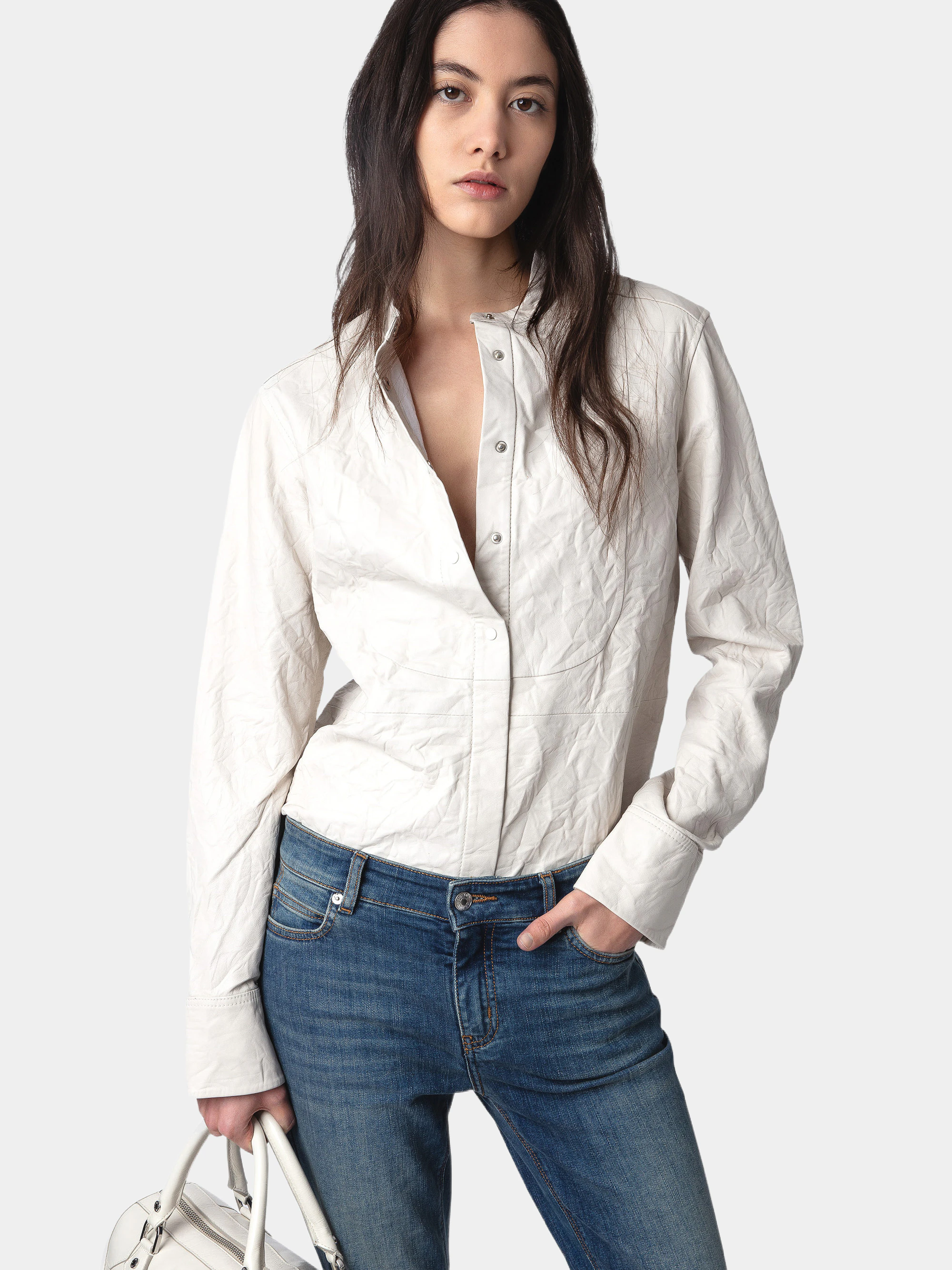 Chic Crinkled Leather Shirt thumbnail 4