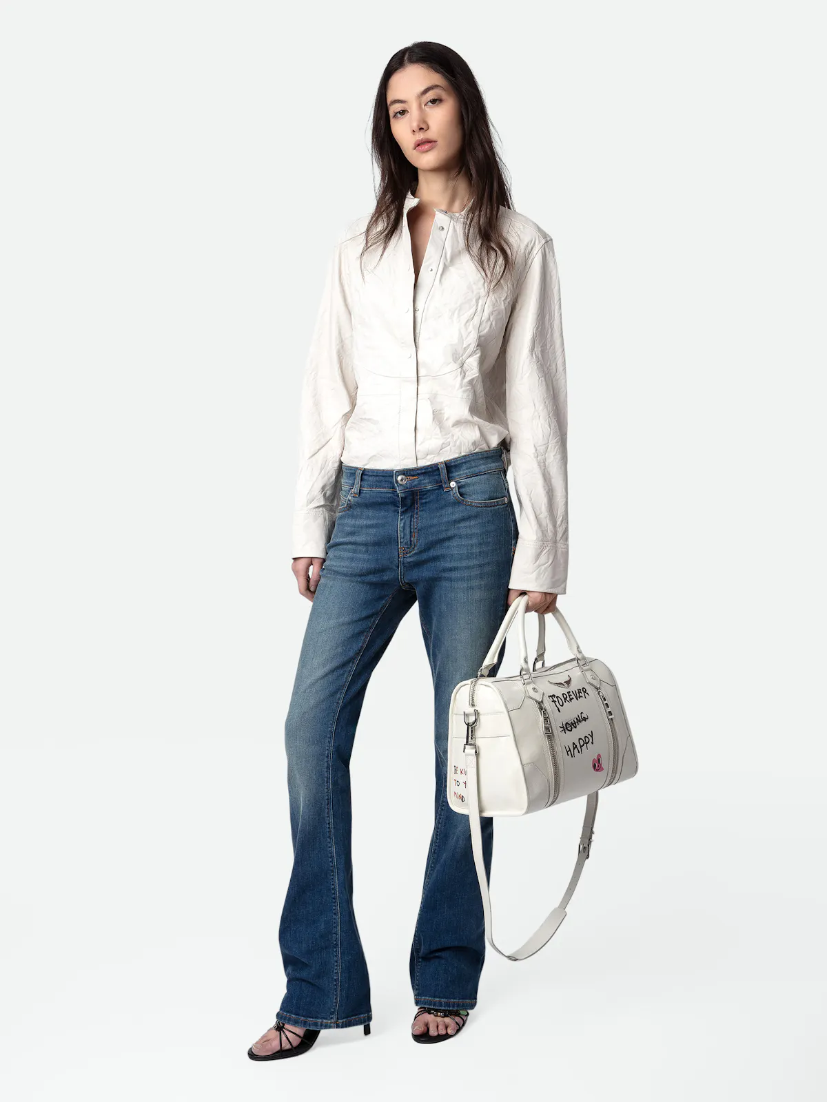 Chic Crinkled Leather Shirt