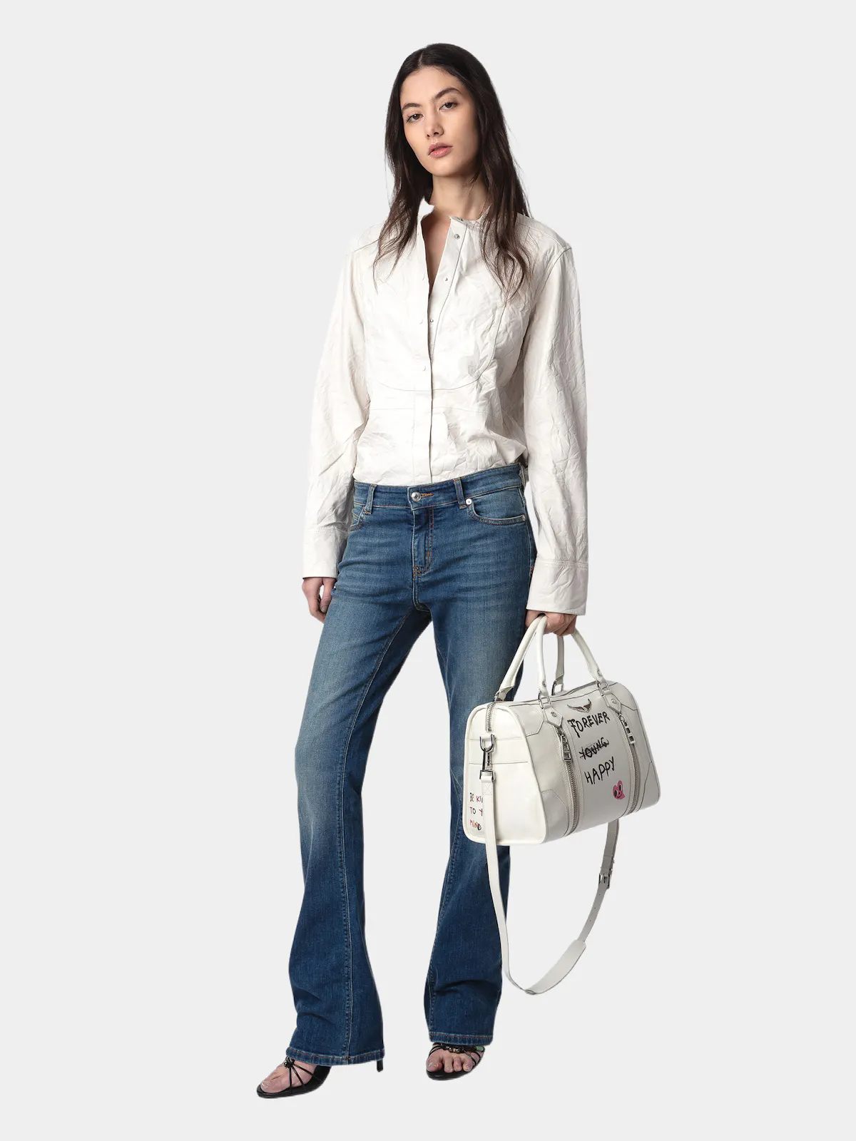 Chic Crinkled Leather Shirt