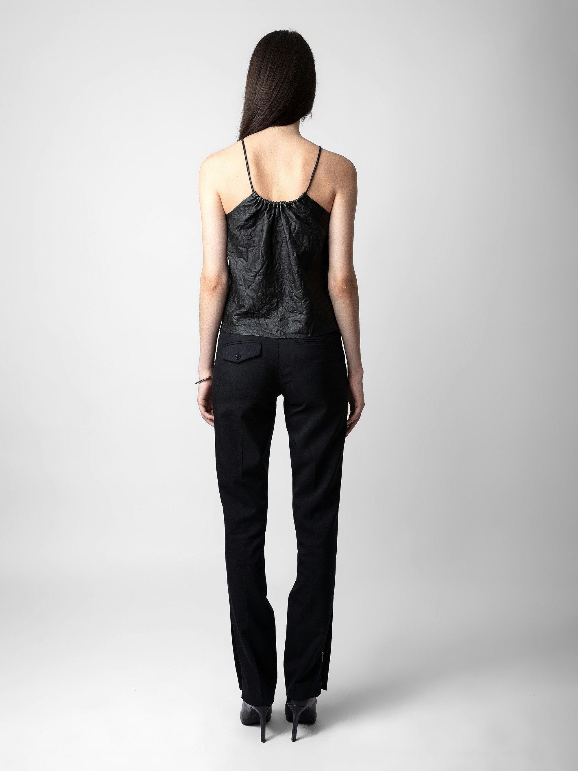 Cidonie Crinkled Leather Top 2