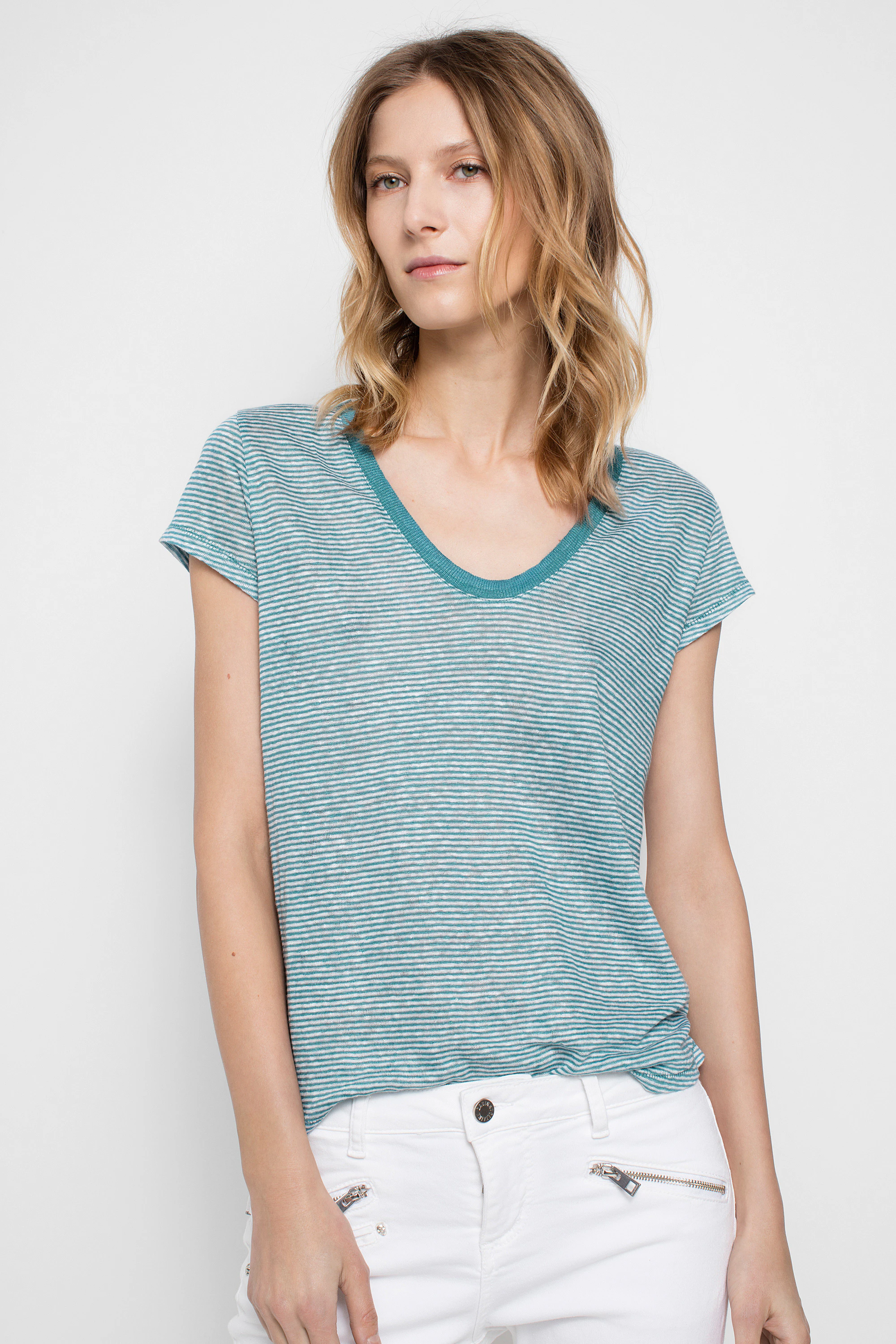 Tiny Linen Striped Top - t-shirt women's | Zadig&Voltaire