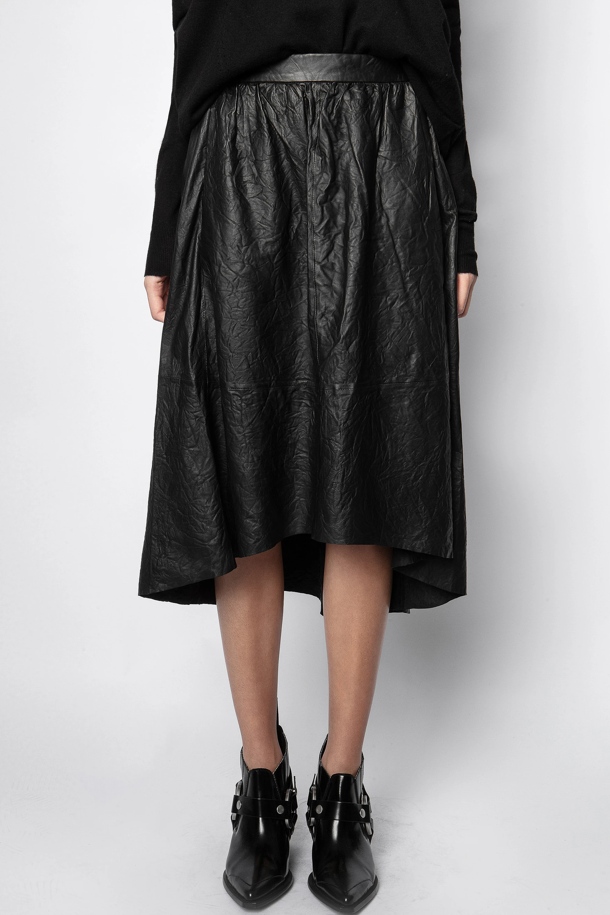 Falda Joslin de piel con efecto arrugado thumbnail 2
