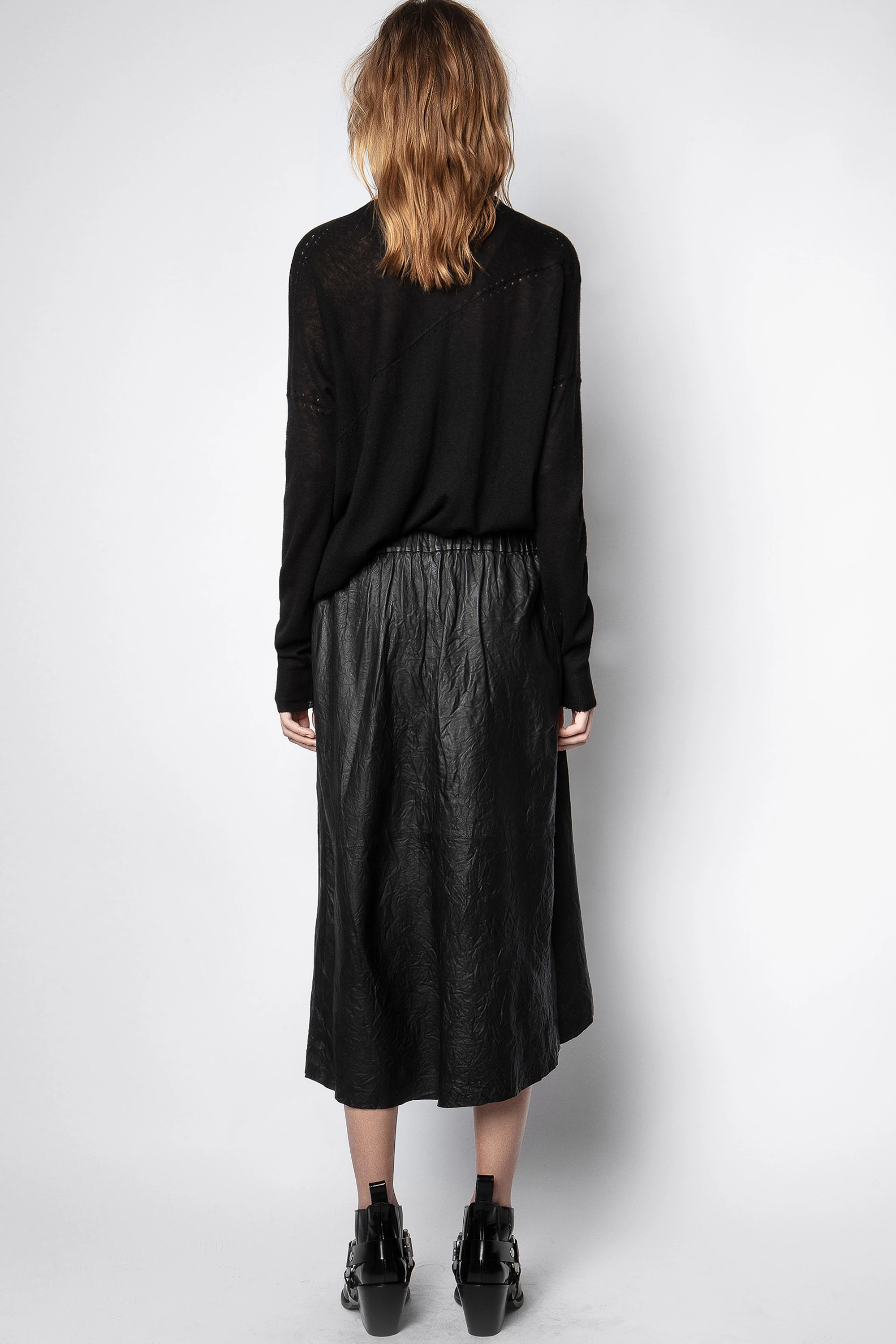 Falda Joslin de piel con efecto arrugado thumbnail 4