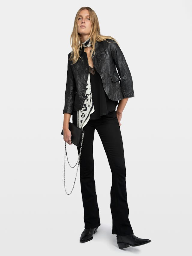 Verys Crinkled Leather Blazer