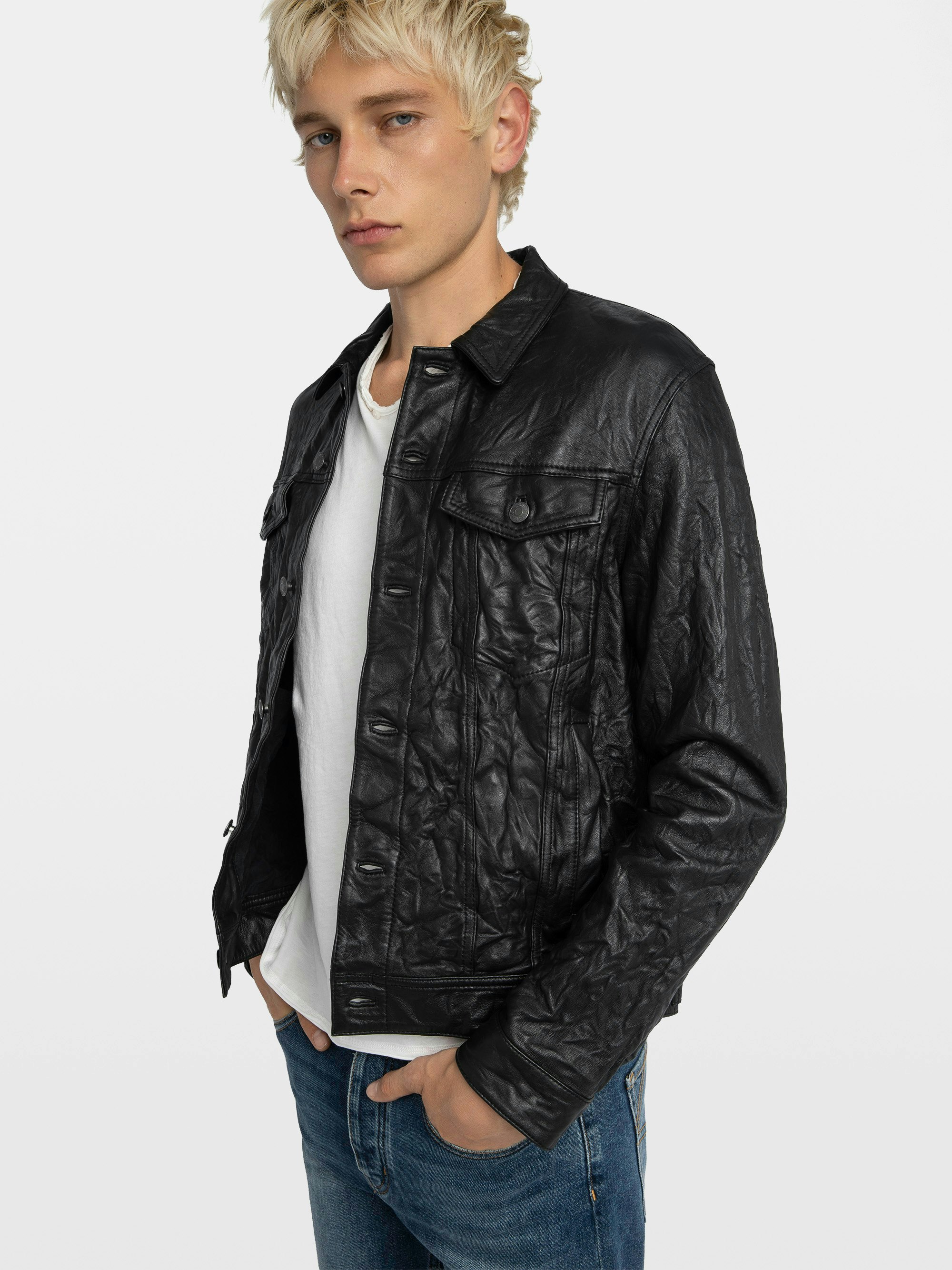 Base Crinkled Leather Jacket