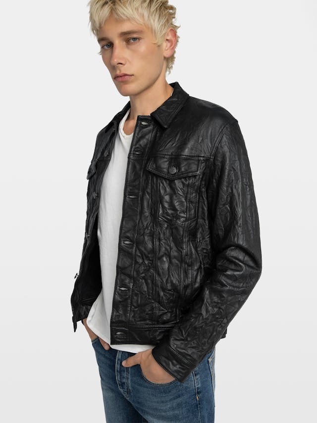 Base Crinkled Leather Jacket