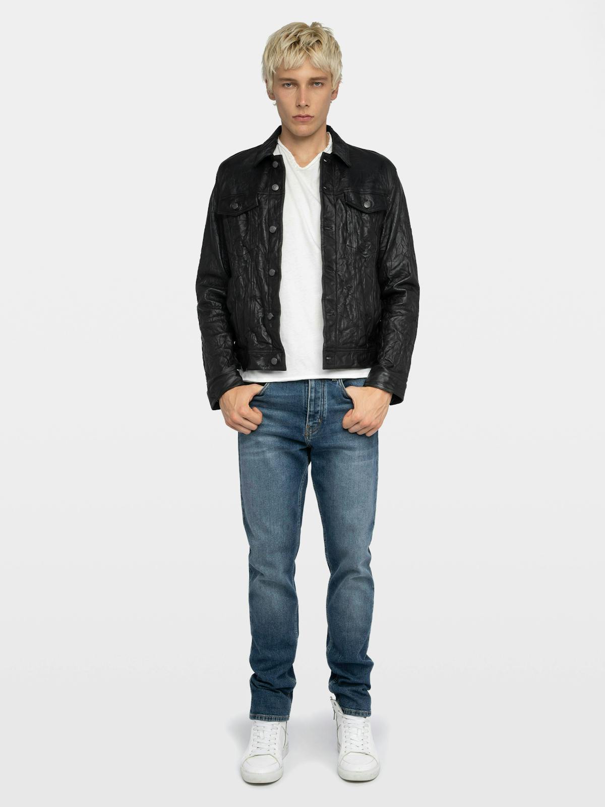 Blouson Base Cuir Froissé