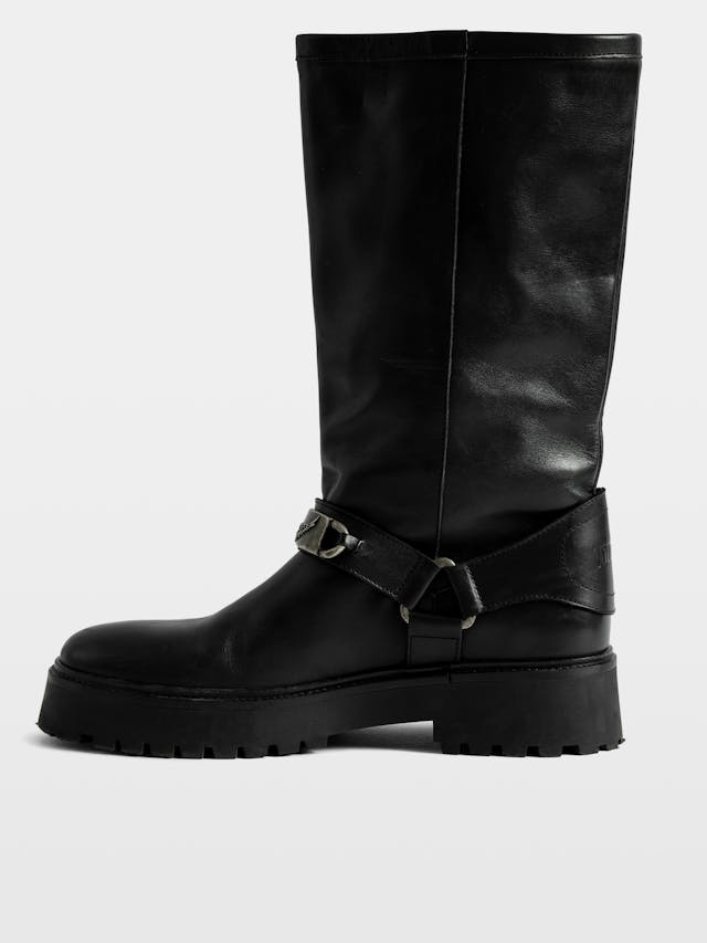 Angie Leather Biker Boots