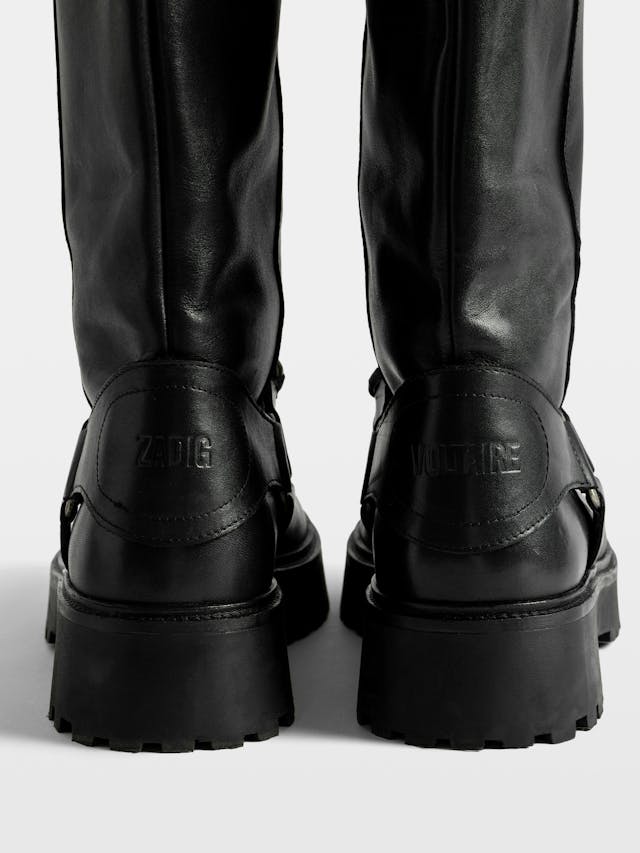Angie Leather Biker Boots
