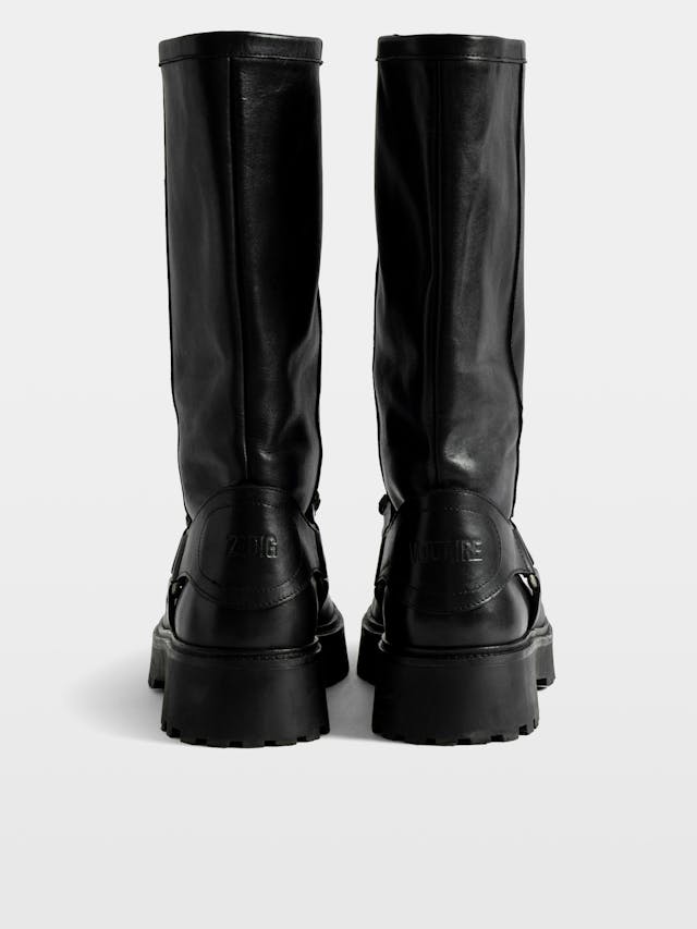 Angie Leather Biker Boots