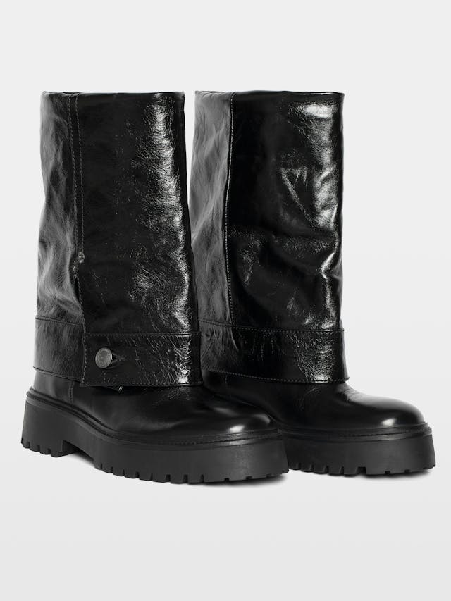 Angie Vintage Black Leather Boots