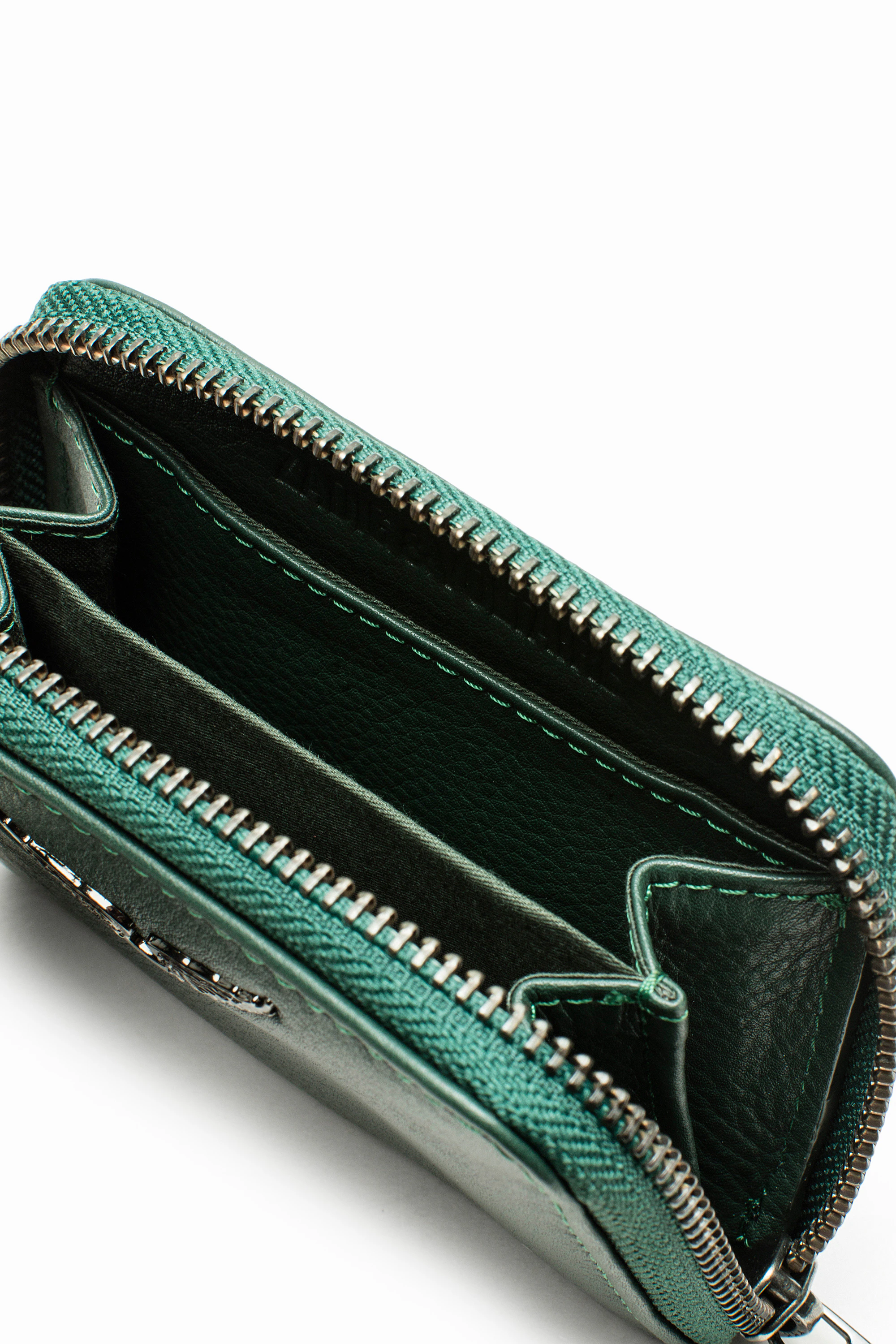 Small ZV Skull Wallet wallet green women | Zadig&Voltaire