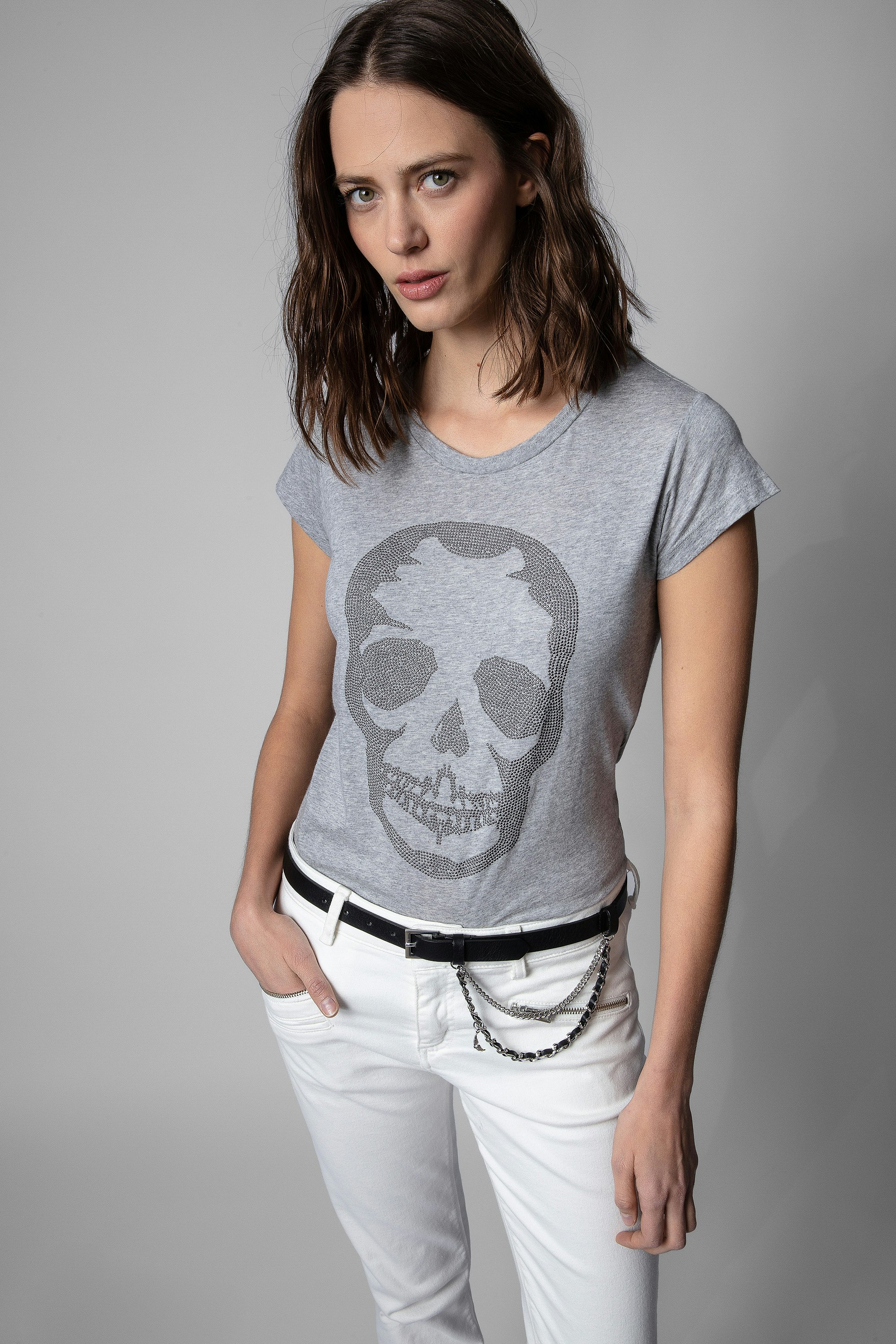 Studded Skull Skinny T-Shirt