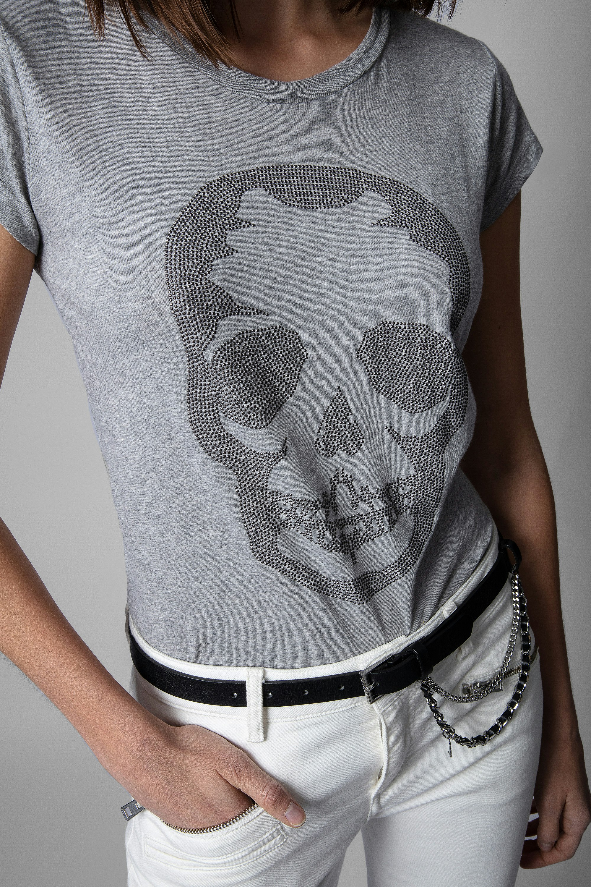 Studded Skull Skinny T-Shirt