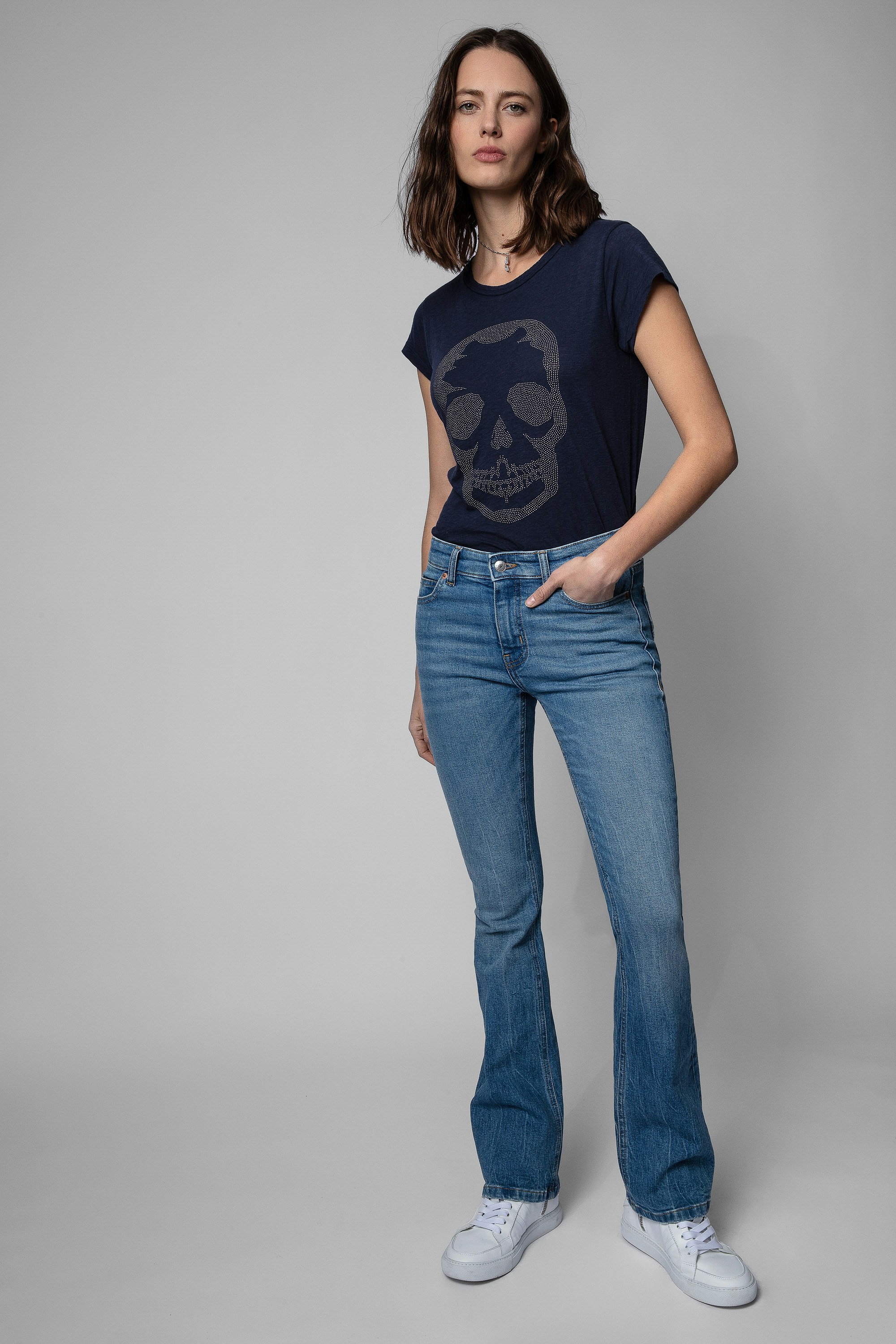 Studded Skull Skinny T-Shirt