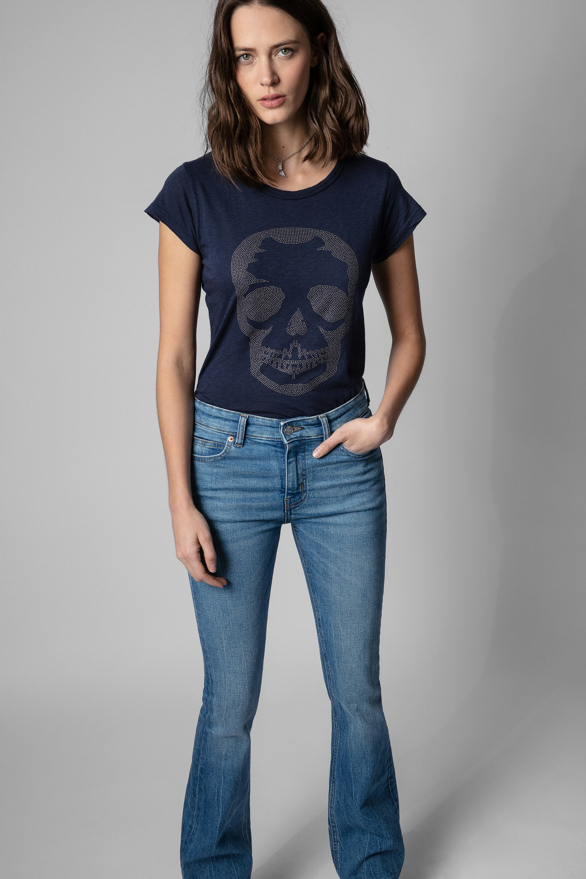 Studded Skull Skinny T-Shirt