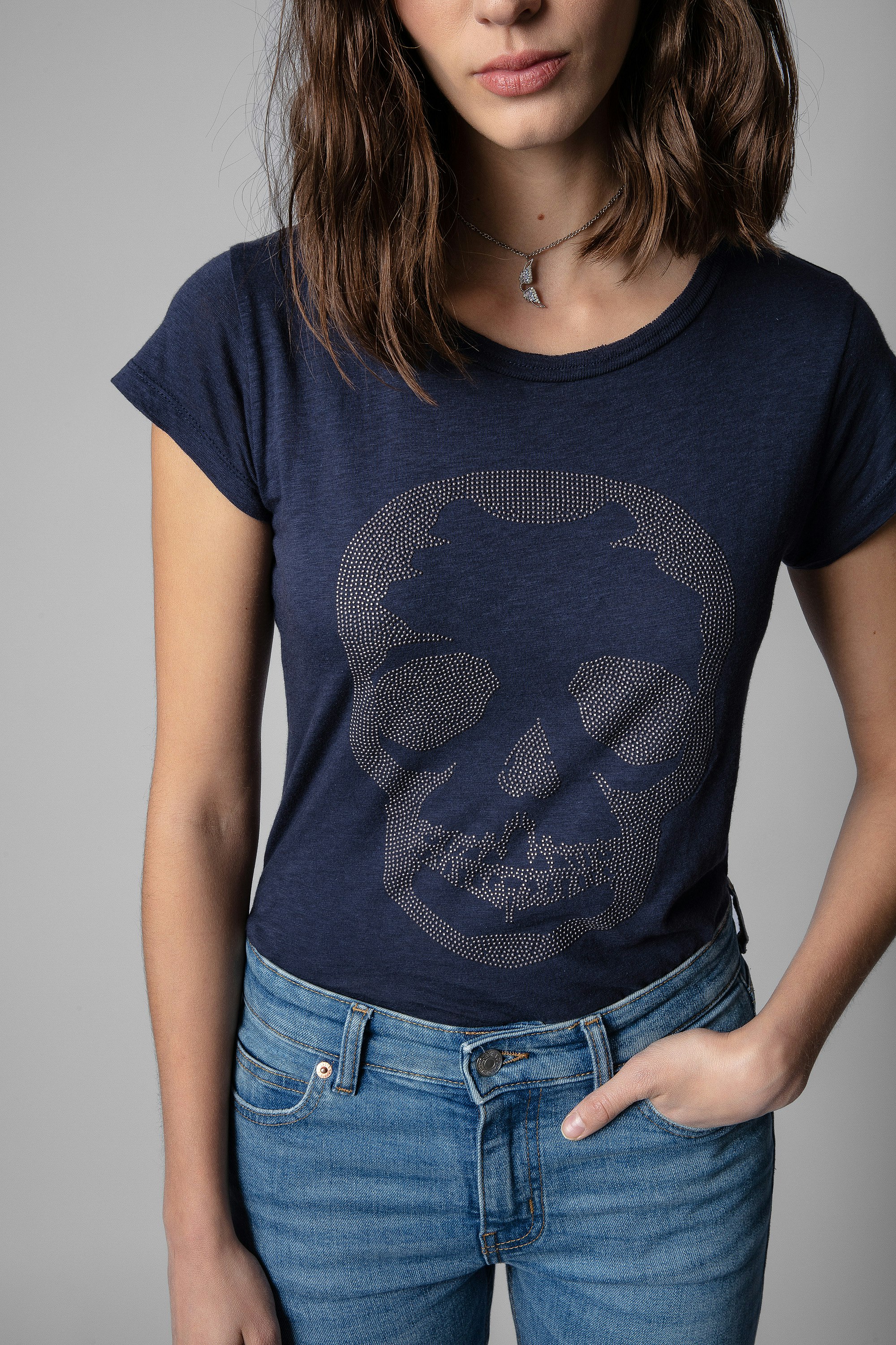 Studded Skull Skinny T-Shirt