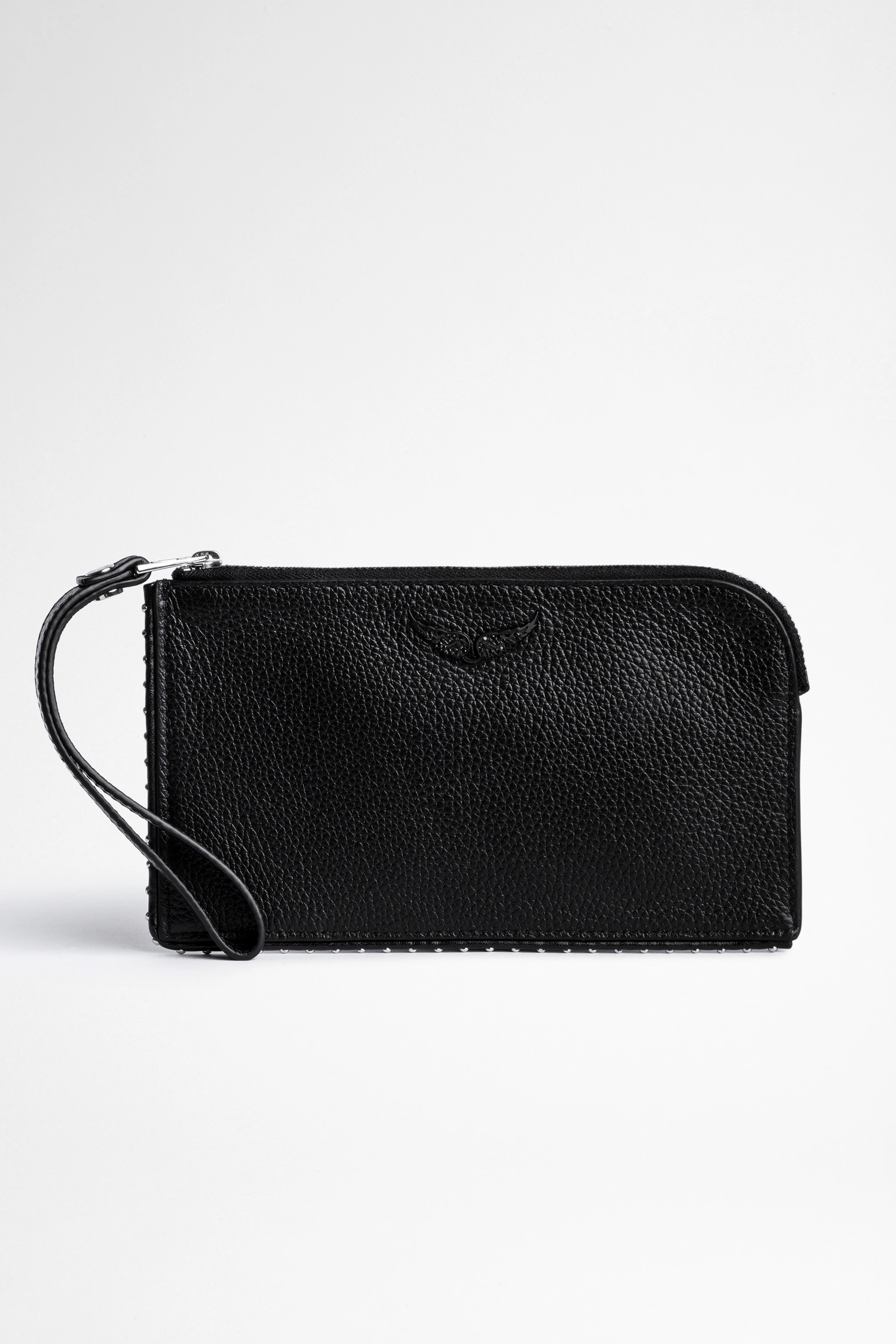 Grained Leather Phone Wallet wallet black women | Zadig&Voltaire