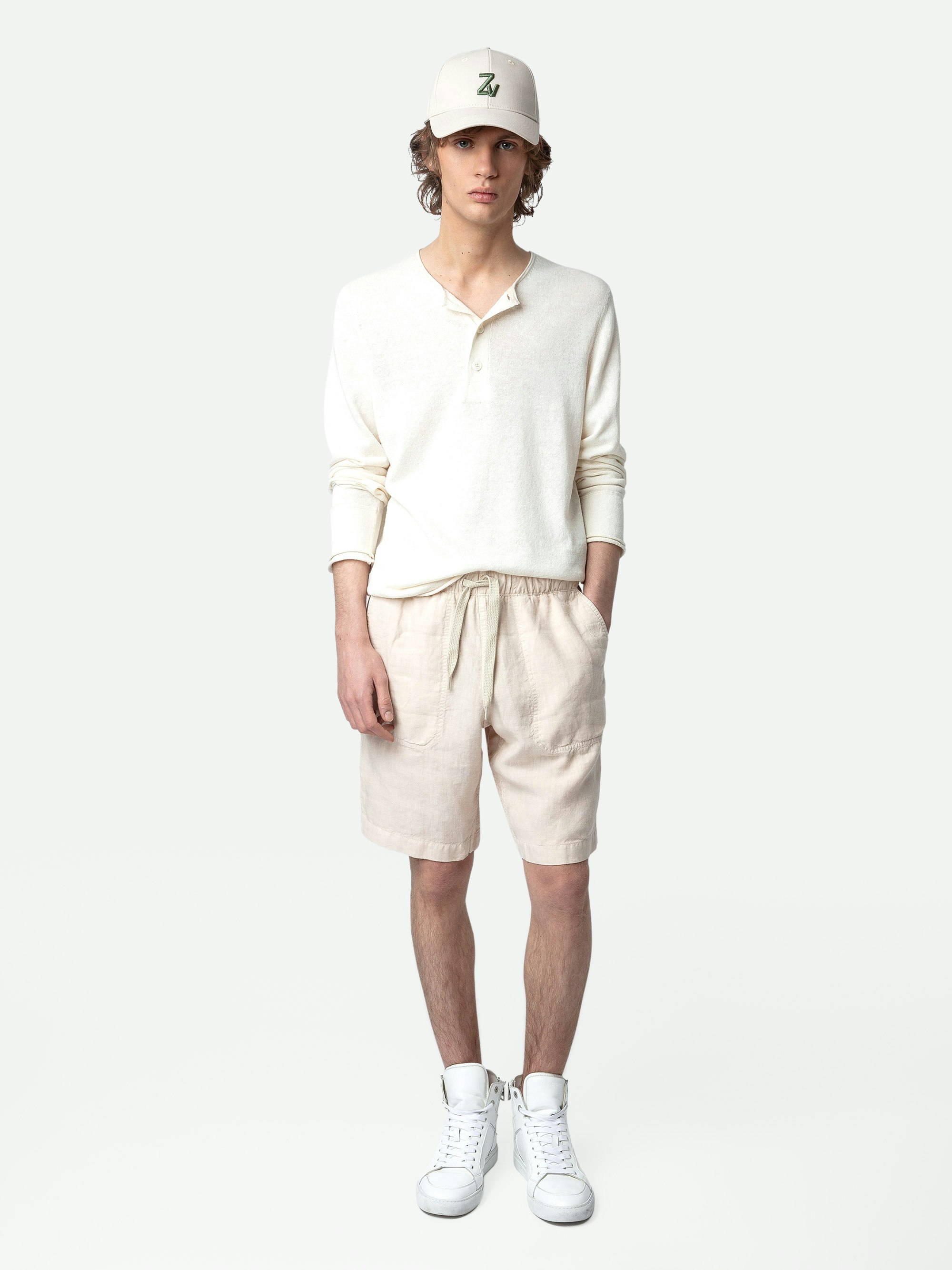 Pixel Linen Bermuda Shorts