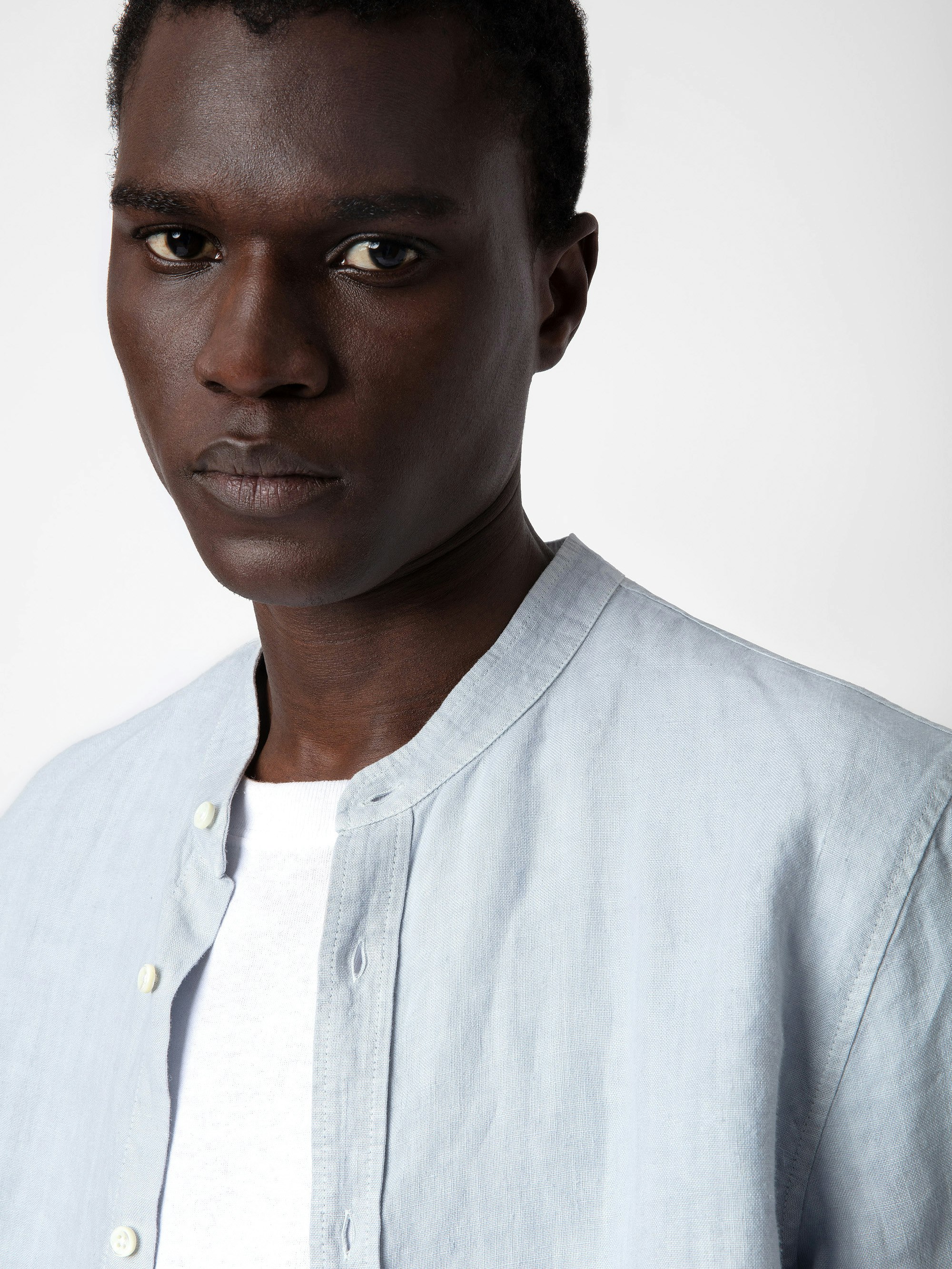 Stan Linen Band Collar Shirt 3