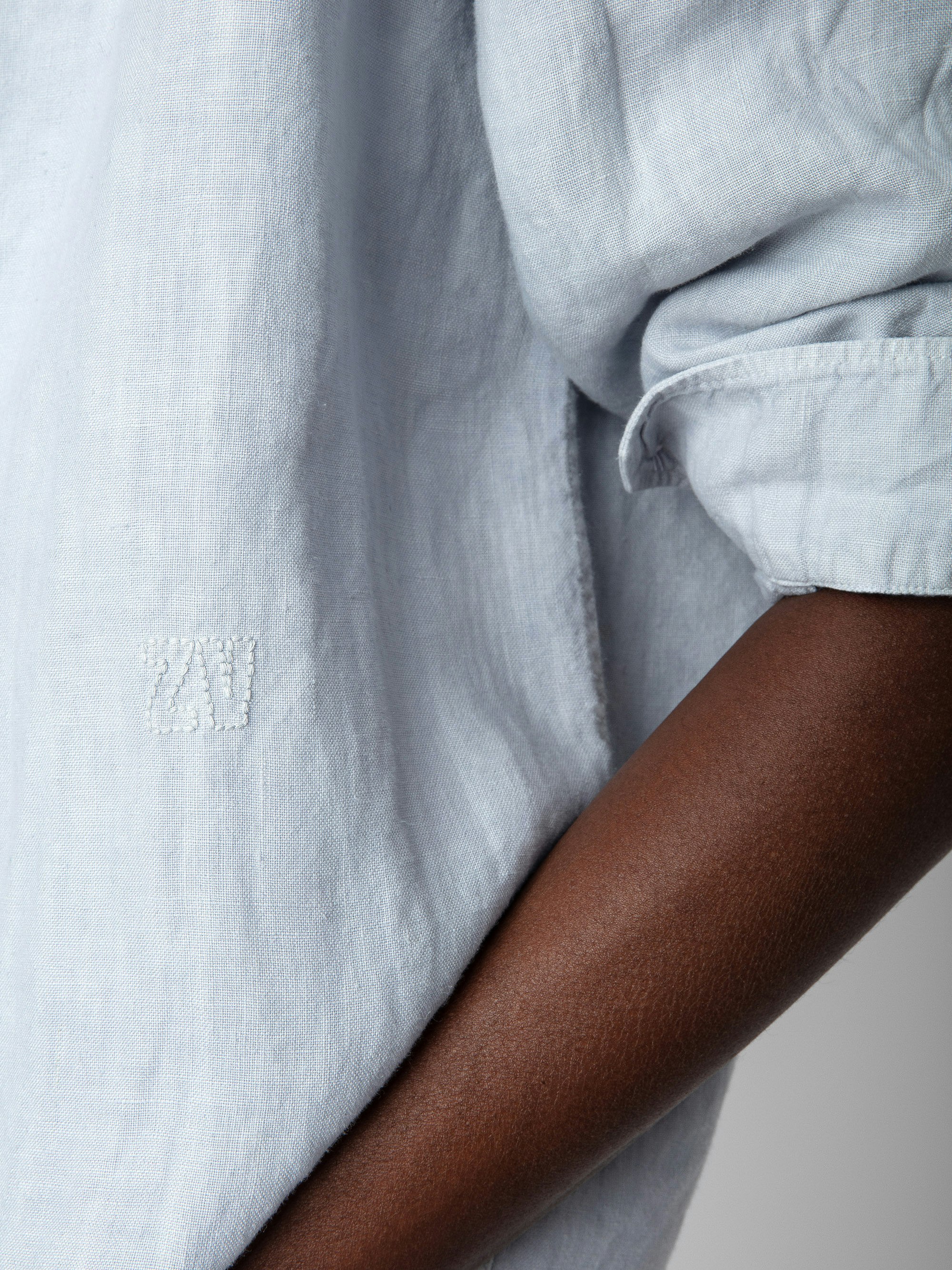 Stan Linen Band Collar Shirt 4