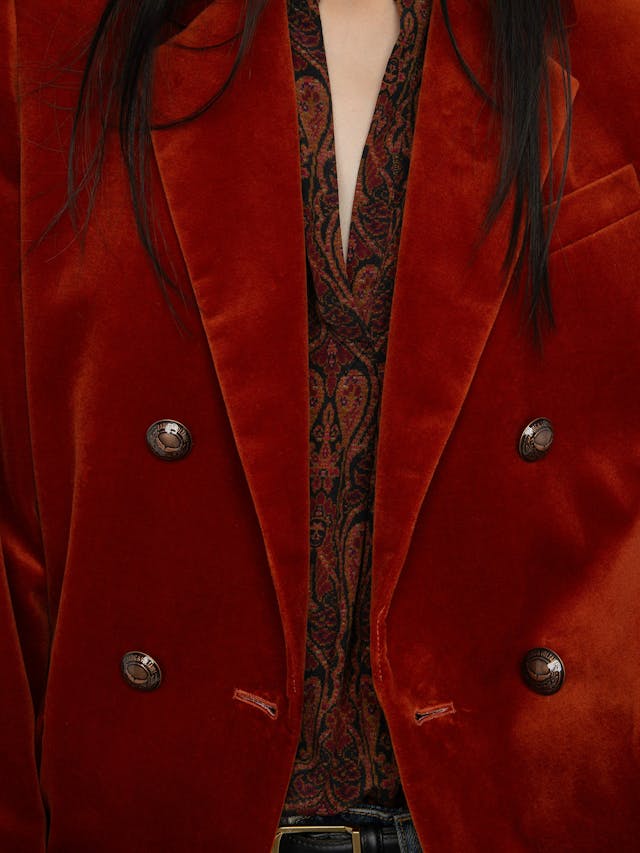 Vaska Structured Velvet Blazer