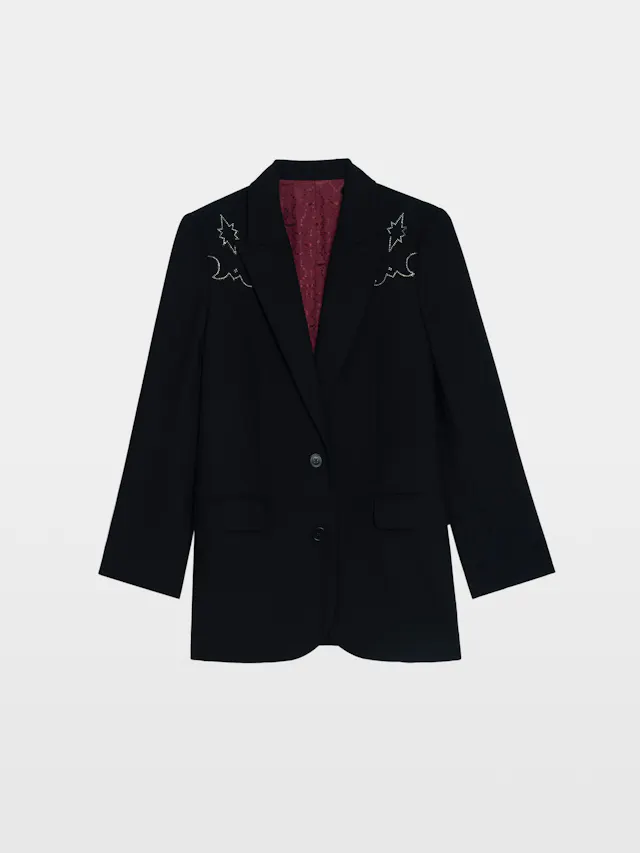Viva Black Rhinestone Blazer