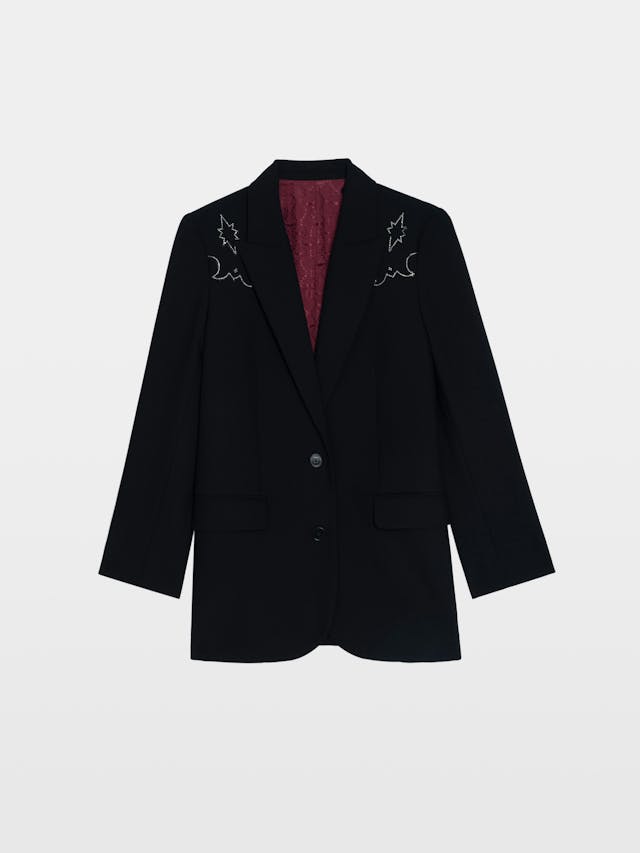 Viva Black Rhinestone Blazer