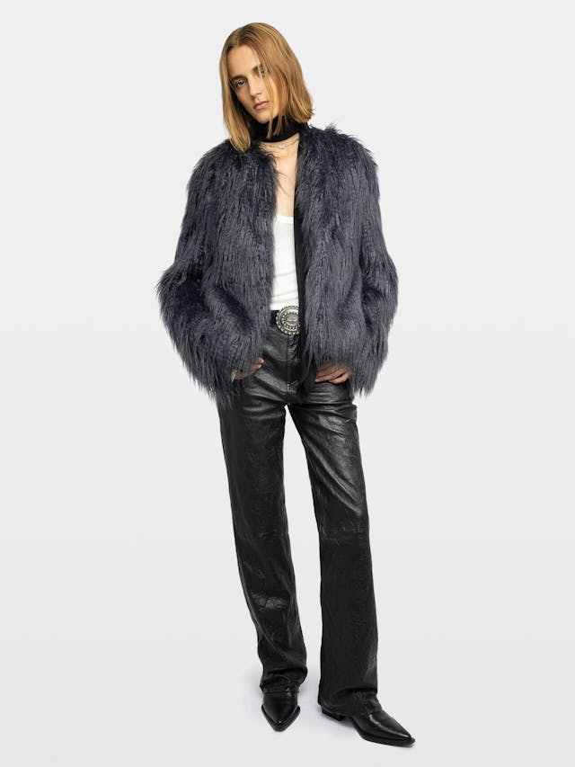 Freddie Curly Faux Fur Coat
