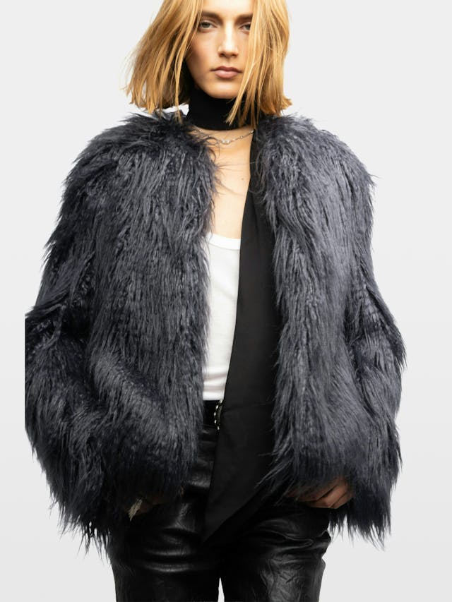 Freddie Curly Faux Fur Coat
