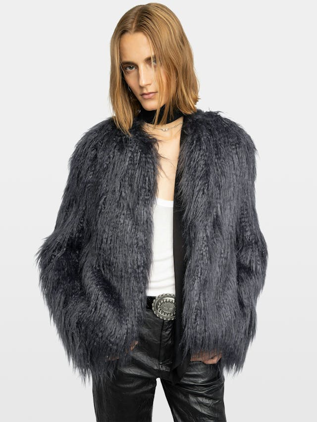 Freddie Curly Faux Fur Coat
