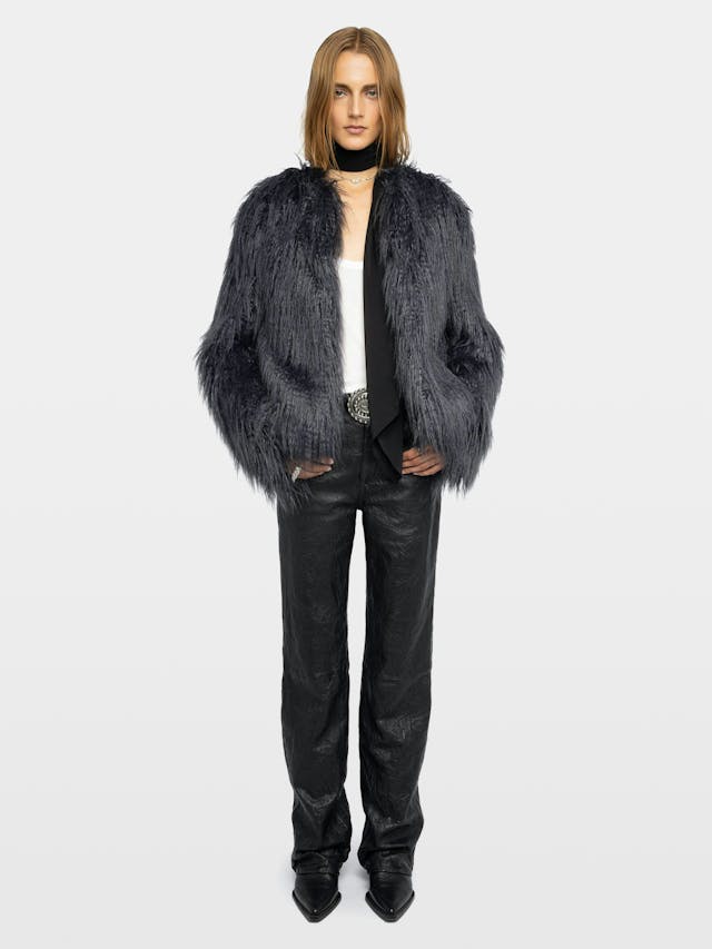 Freddie Curly Faux Fur Coat