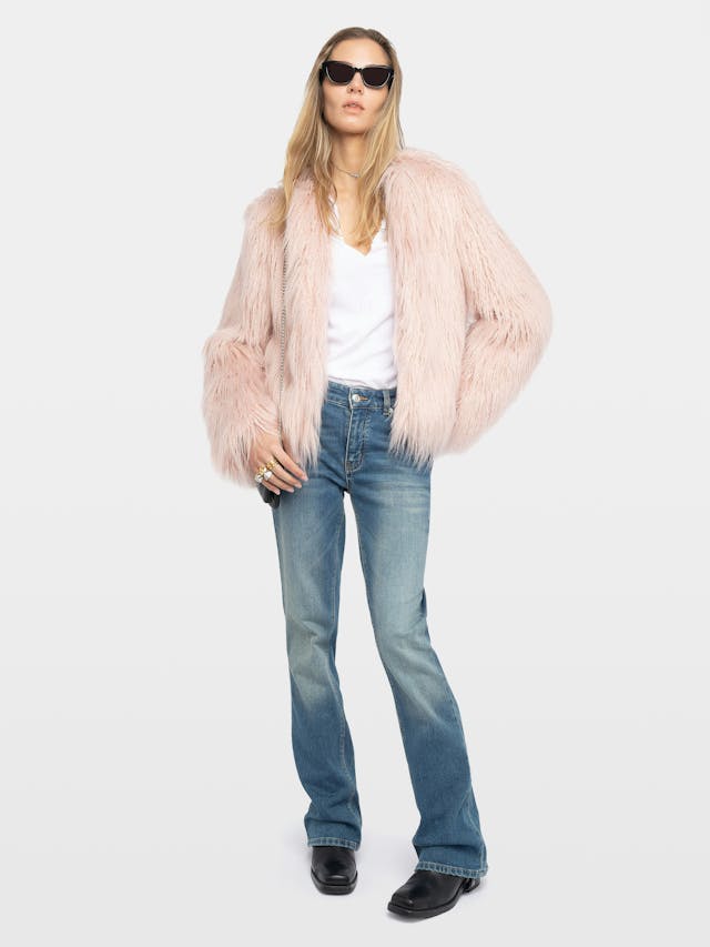 Freddie Curly Faux Fur Coat