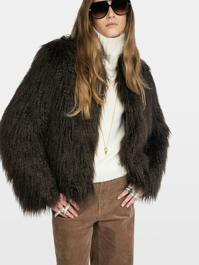 Freddie Curly Faux Fur Coat