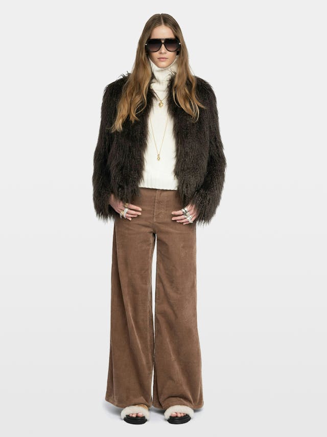 Freddie Curly Faux Fur Coat
