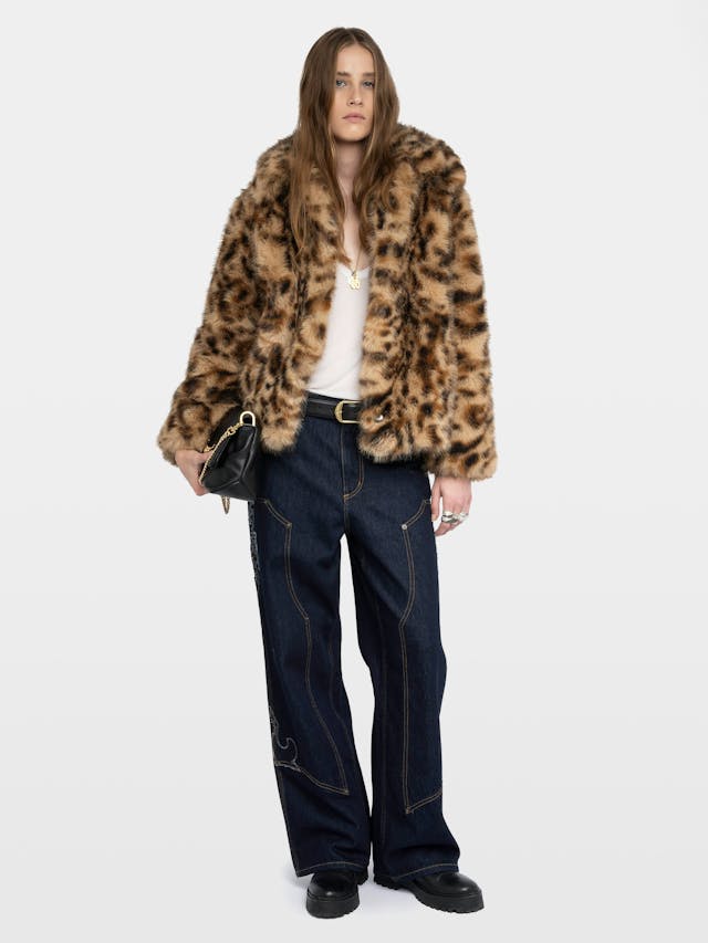 Finito Leopard Print Faux Fur Coat