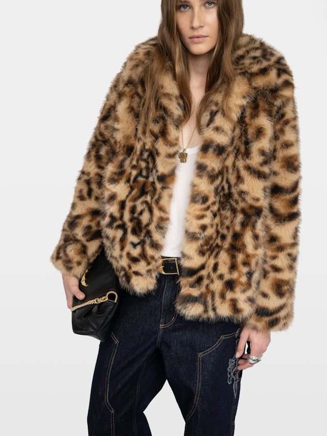 Finito Leopard Print Faux Fur Coat