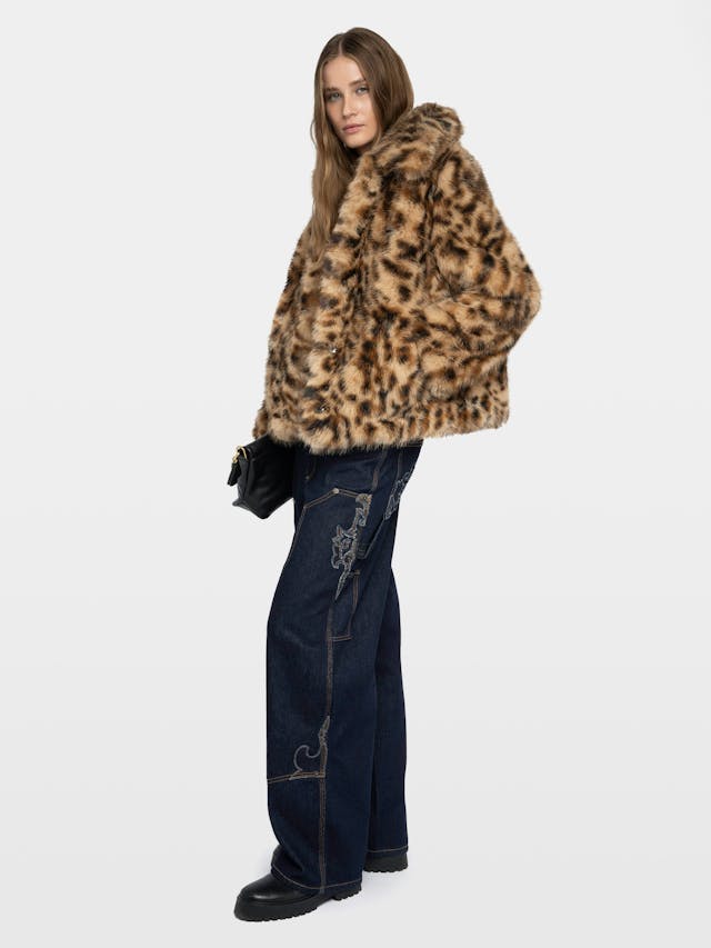Finito Leopard Print Faux Fur Coat