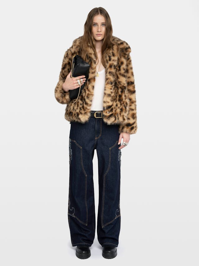 Finito Leopard Print Faux Fur Coat