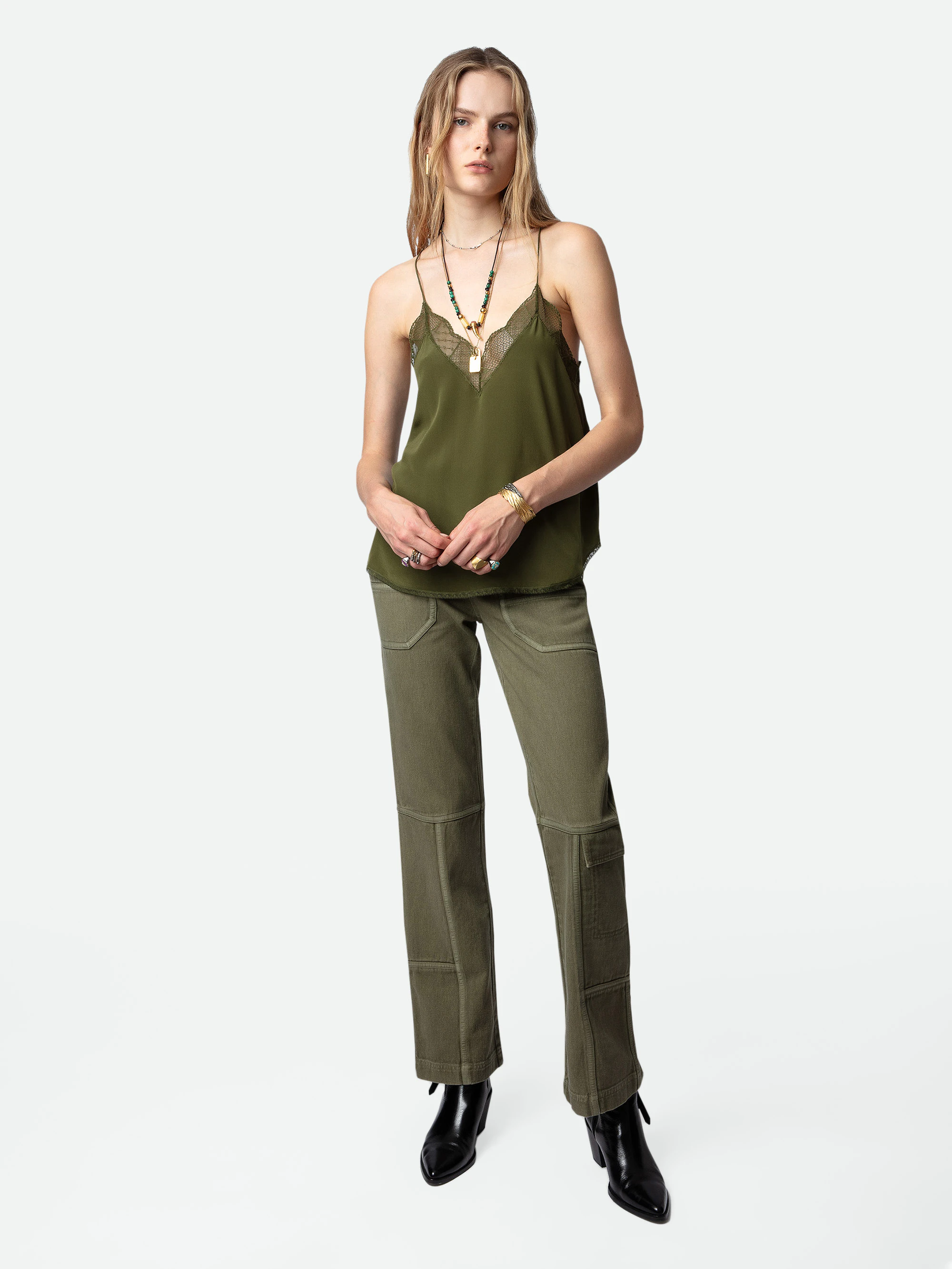 Christy Silk Camisole camisole kaki women | Zadig&Voltaire