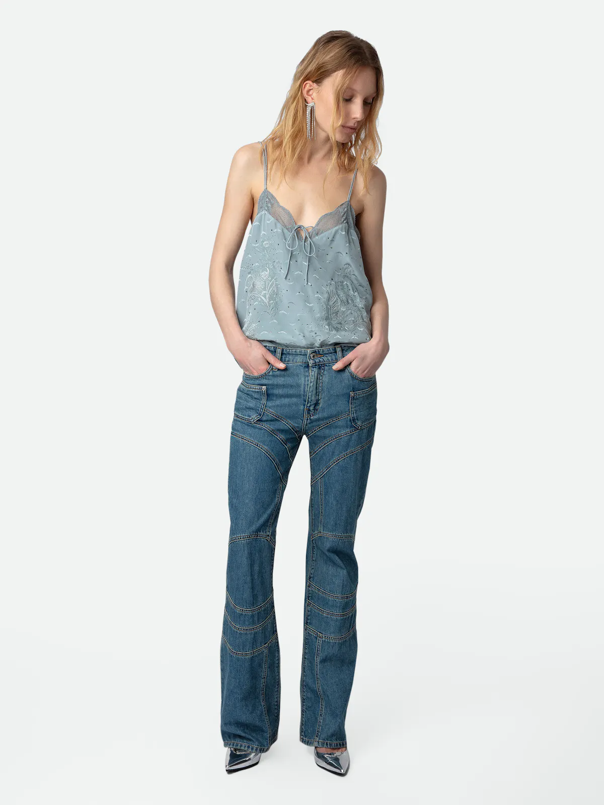 Capela Diamanté Silk Jacquard Camisole