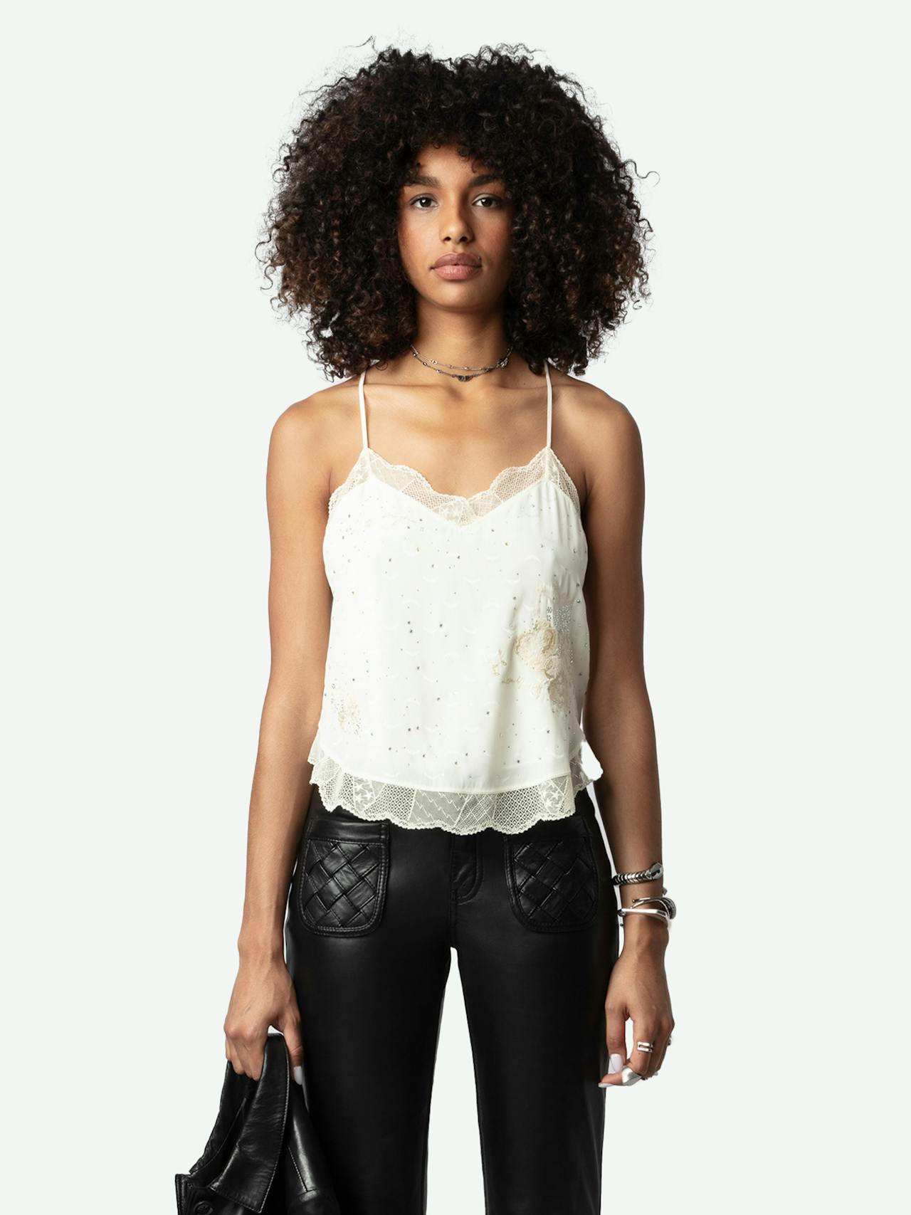 Claudy Diamanté Wings Silk Jacquard Camisole 3