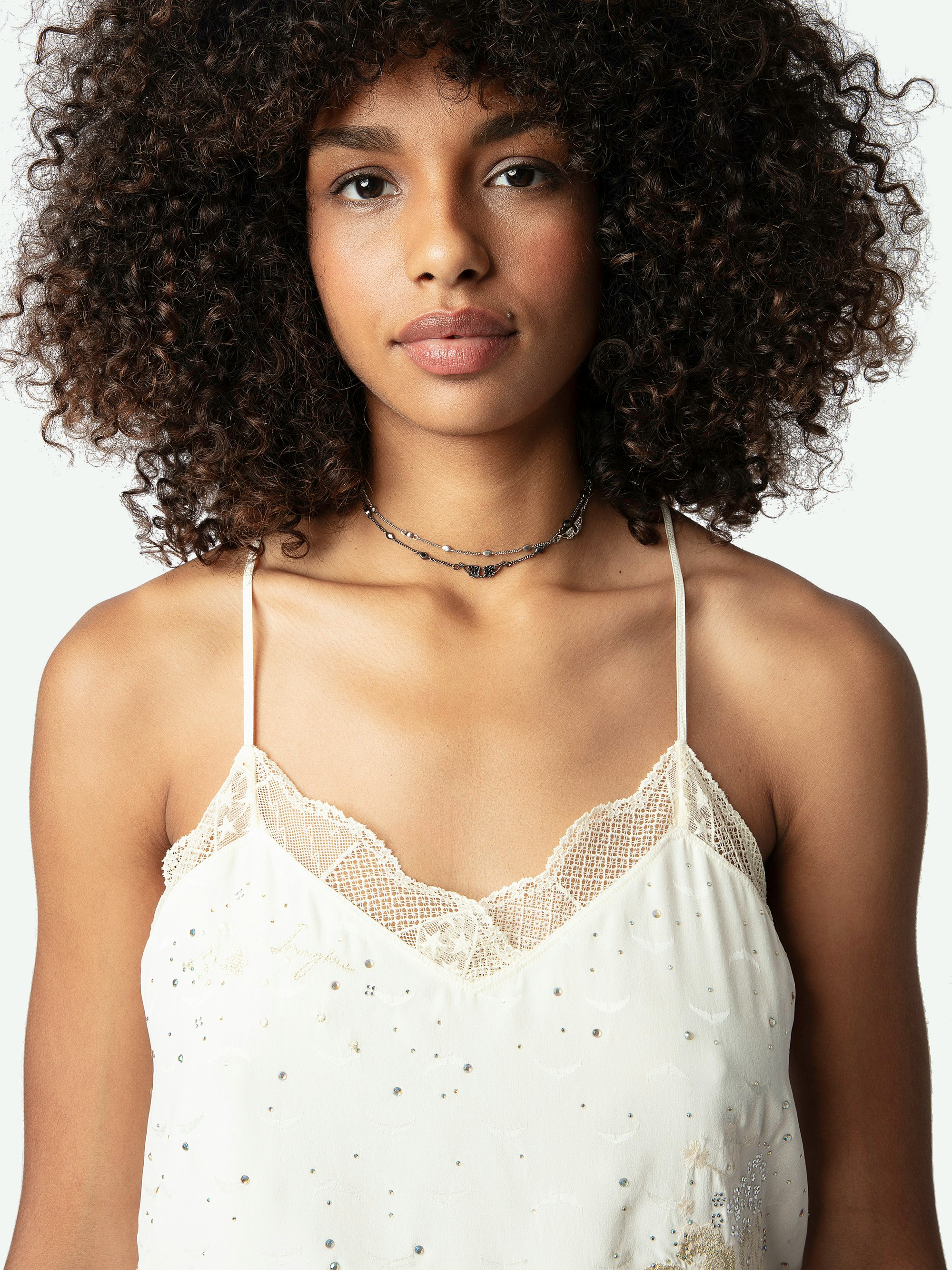 Claudy Diamanté Wings Silk Jacquard Camisole 4