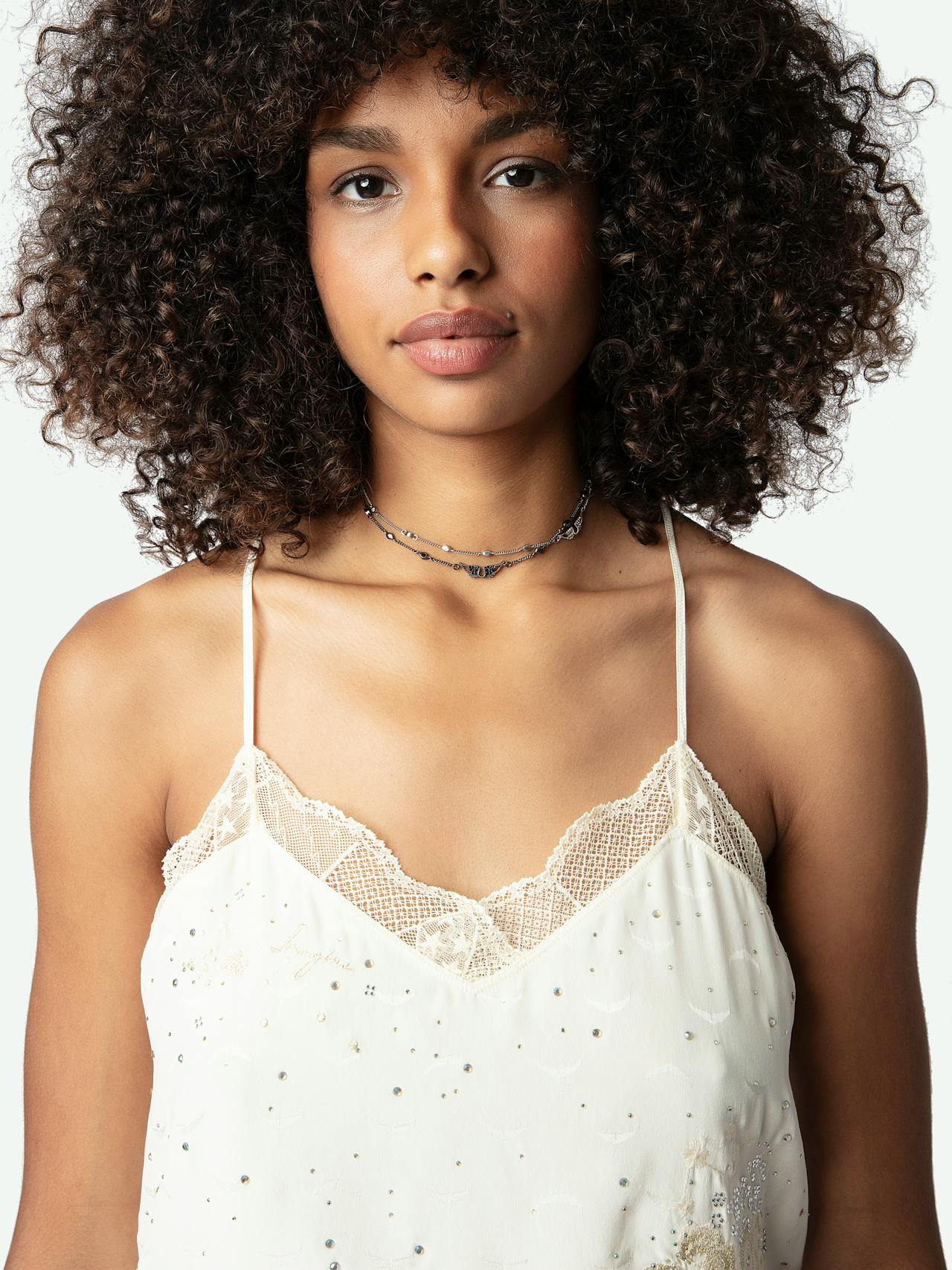 Claudy Diamanté Wings Silk Jacquard Camisole 4