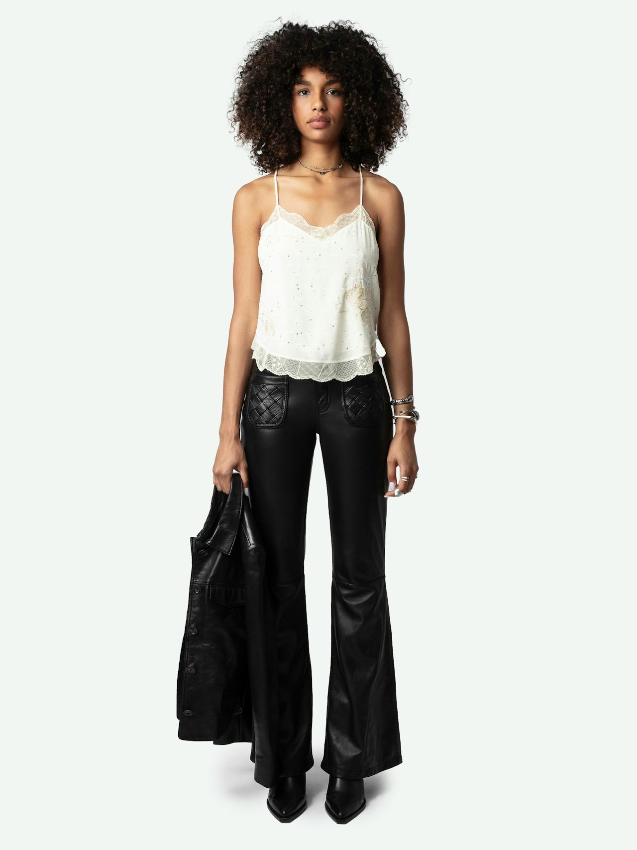 Claudy Diamanté Wings Silk Jacquard Camisole 1