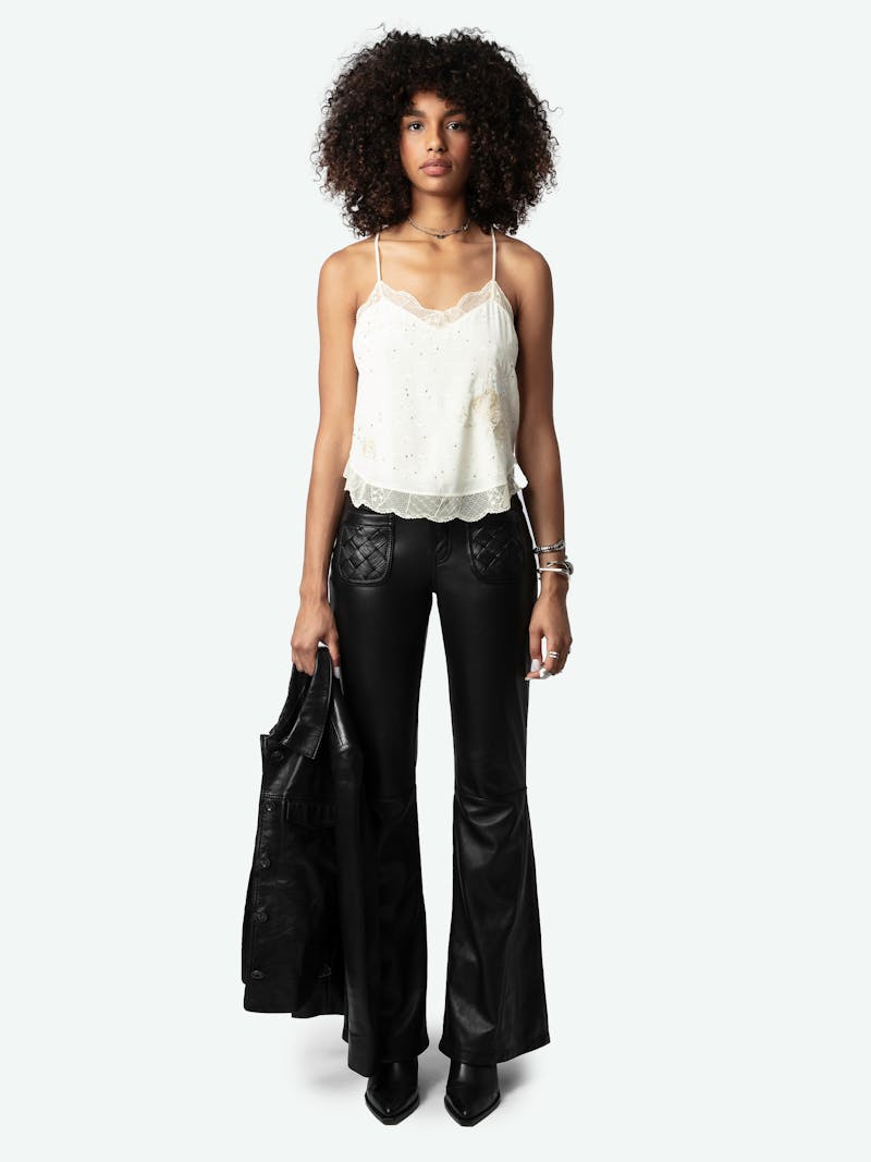 Claudy Diamanté Wings Silk Jacquard Camisole