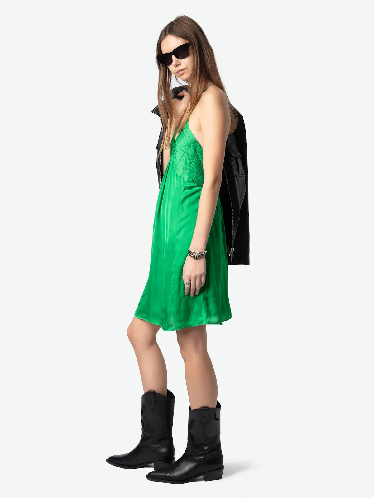 Elegant Green Satin Short Dress | Zadig&Voltaire Elegant Green Satin Short Dress | Zadig&Voltaire